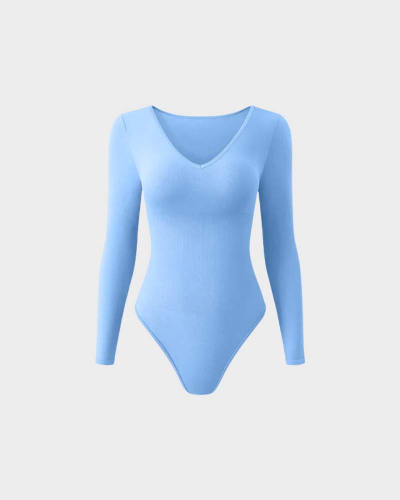 V-Ausschnitt Langarm-Bodysuit