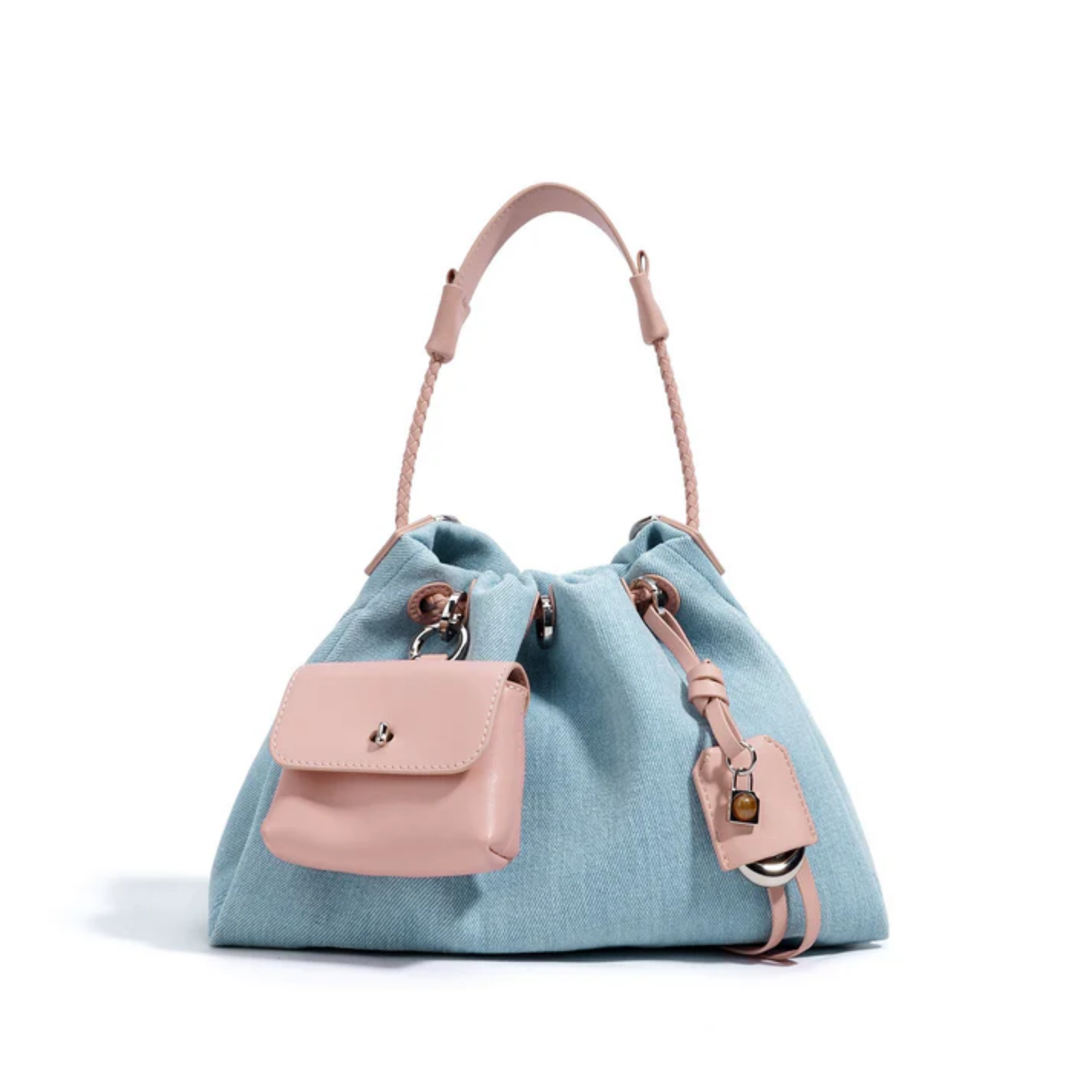 Noirelle Echtleder Denim Patchwork Hobo-Tasche