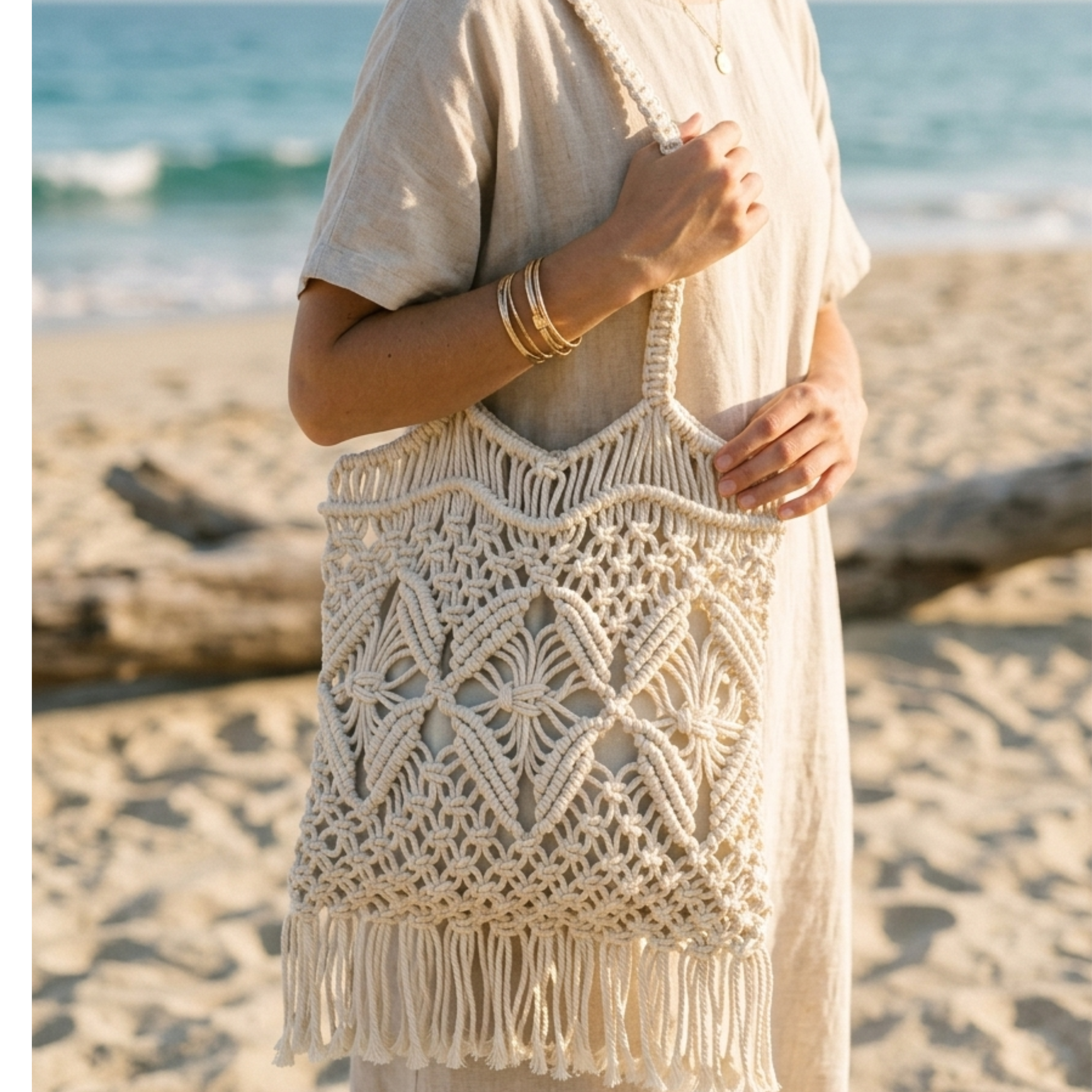 Ethnic Fringe Woven Crossbody Bag with Hollow Design – Sustainable Bag