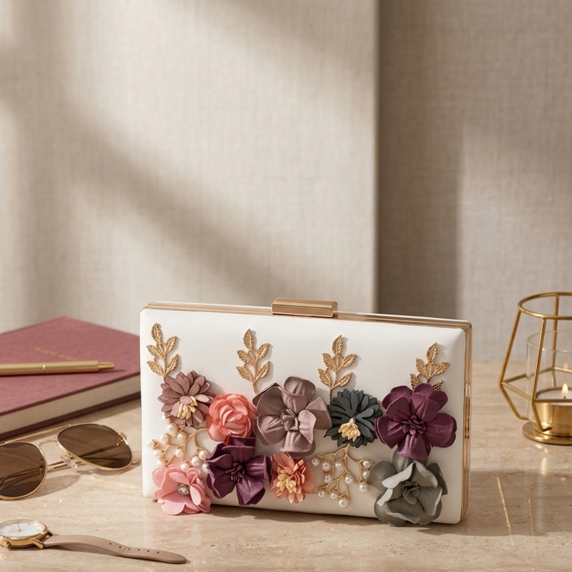 Rosvienne Blumen Clutch Tasche