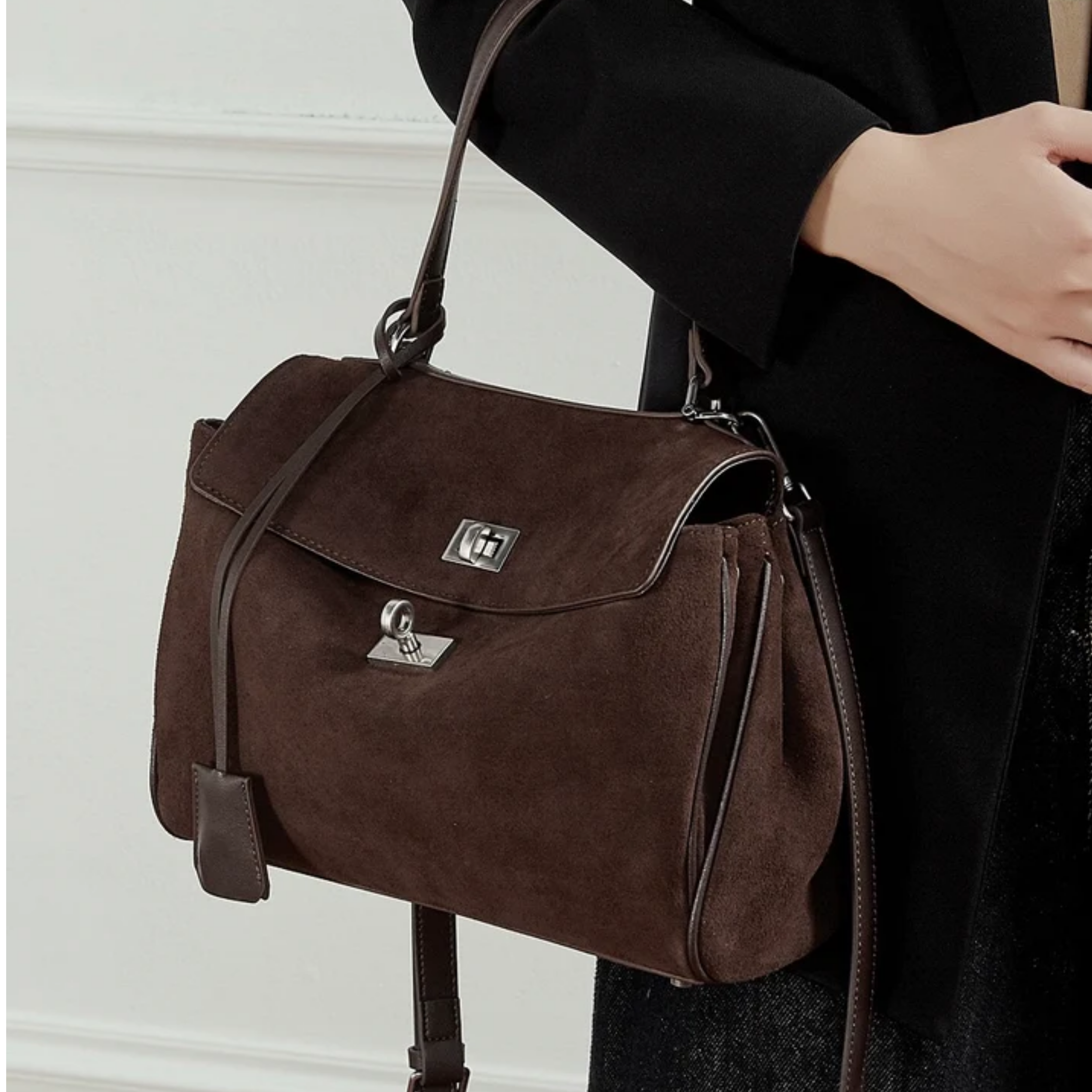 Sylvae Soft Suede Echtleder Handtasche mit Tragegriff