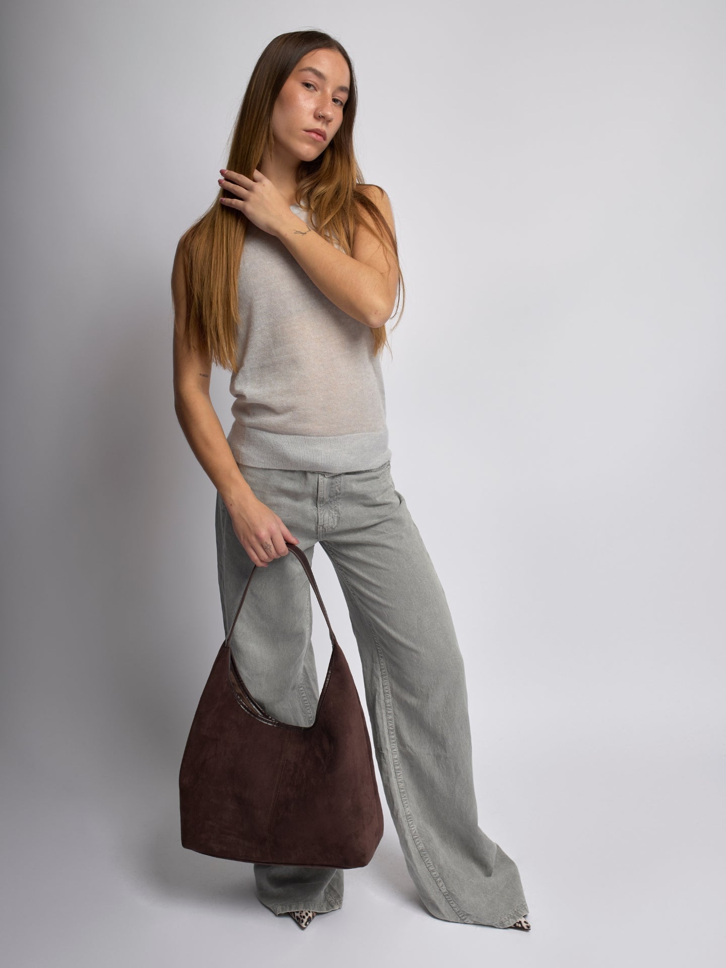 Elegante vegane Leder-Halbmond-Tasche