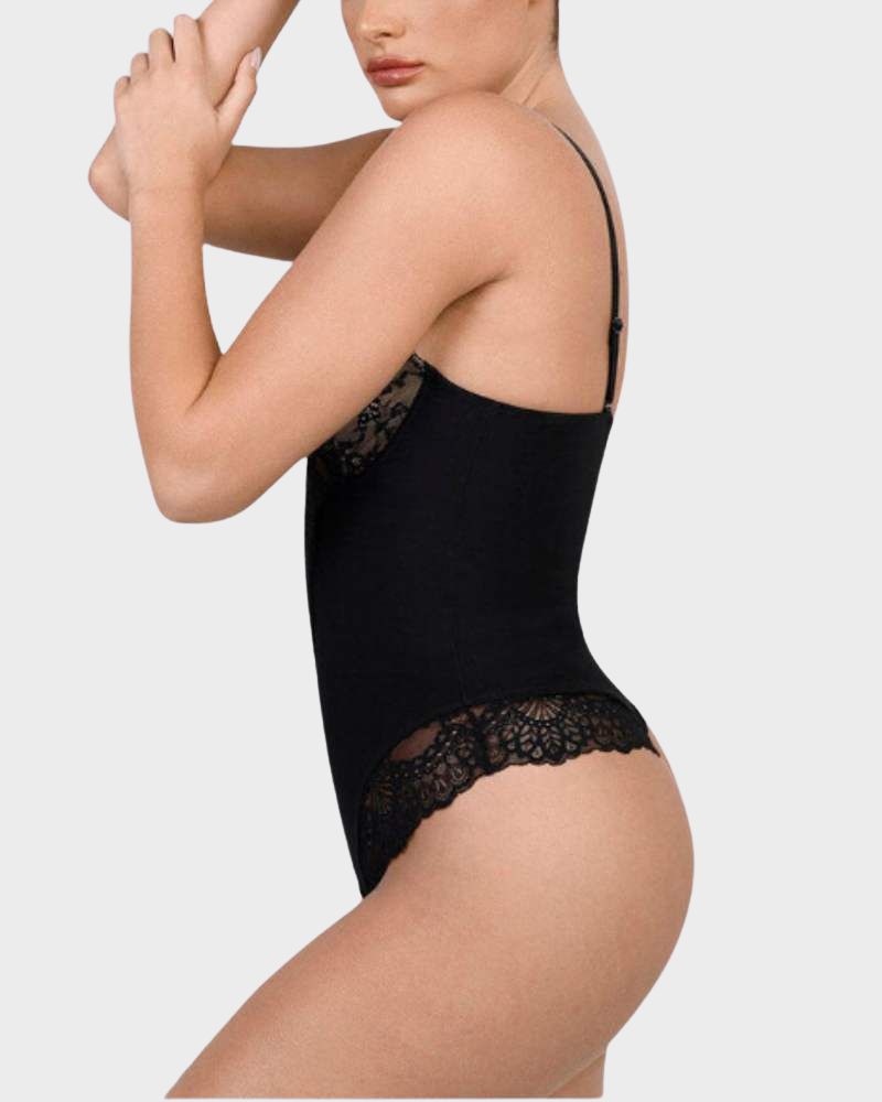 Elegant Lace Deep V-Neck Bodysuit