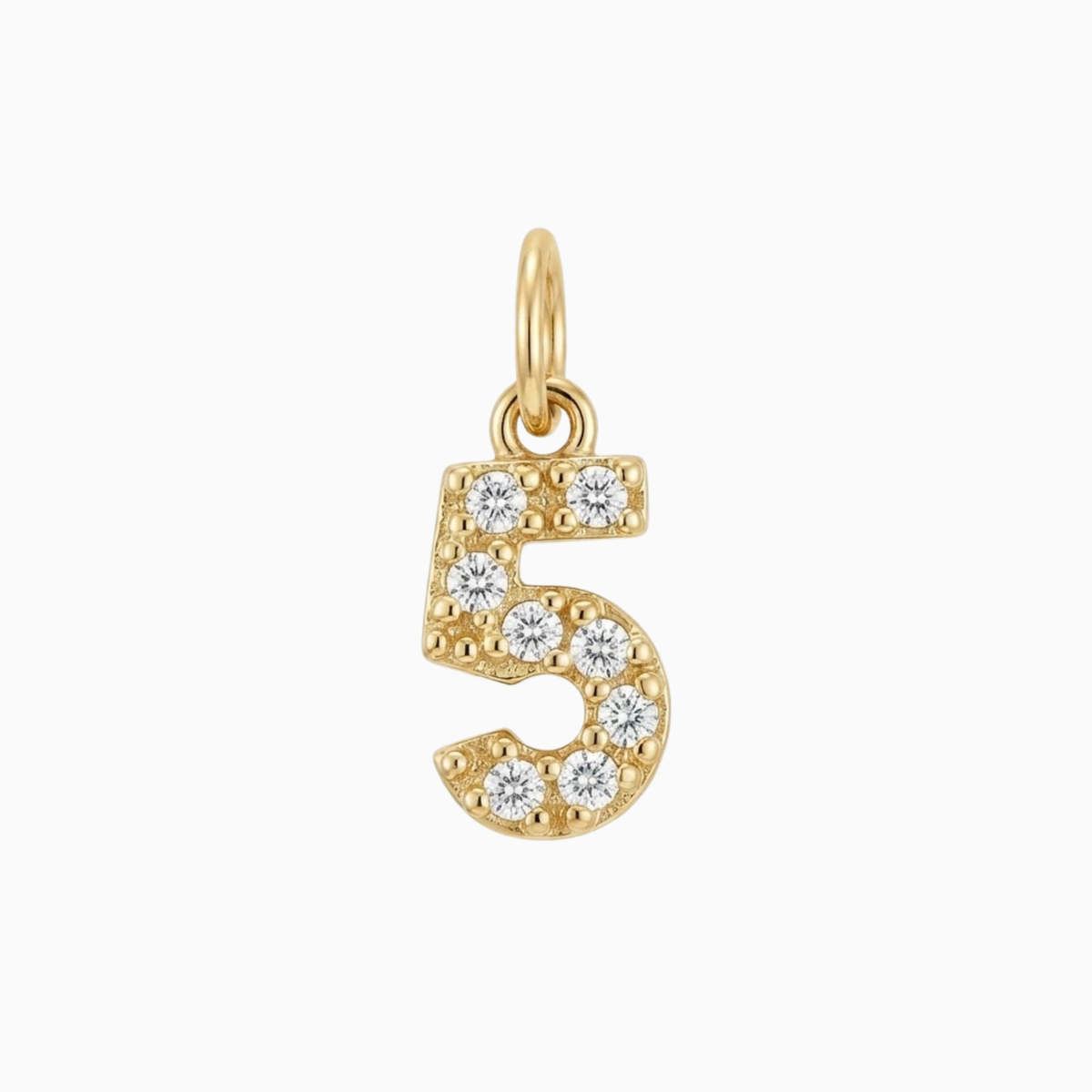 Charms - Jeweled Number 5 Pendant