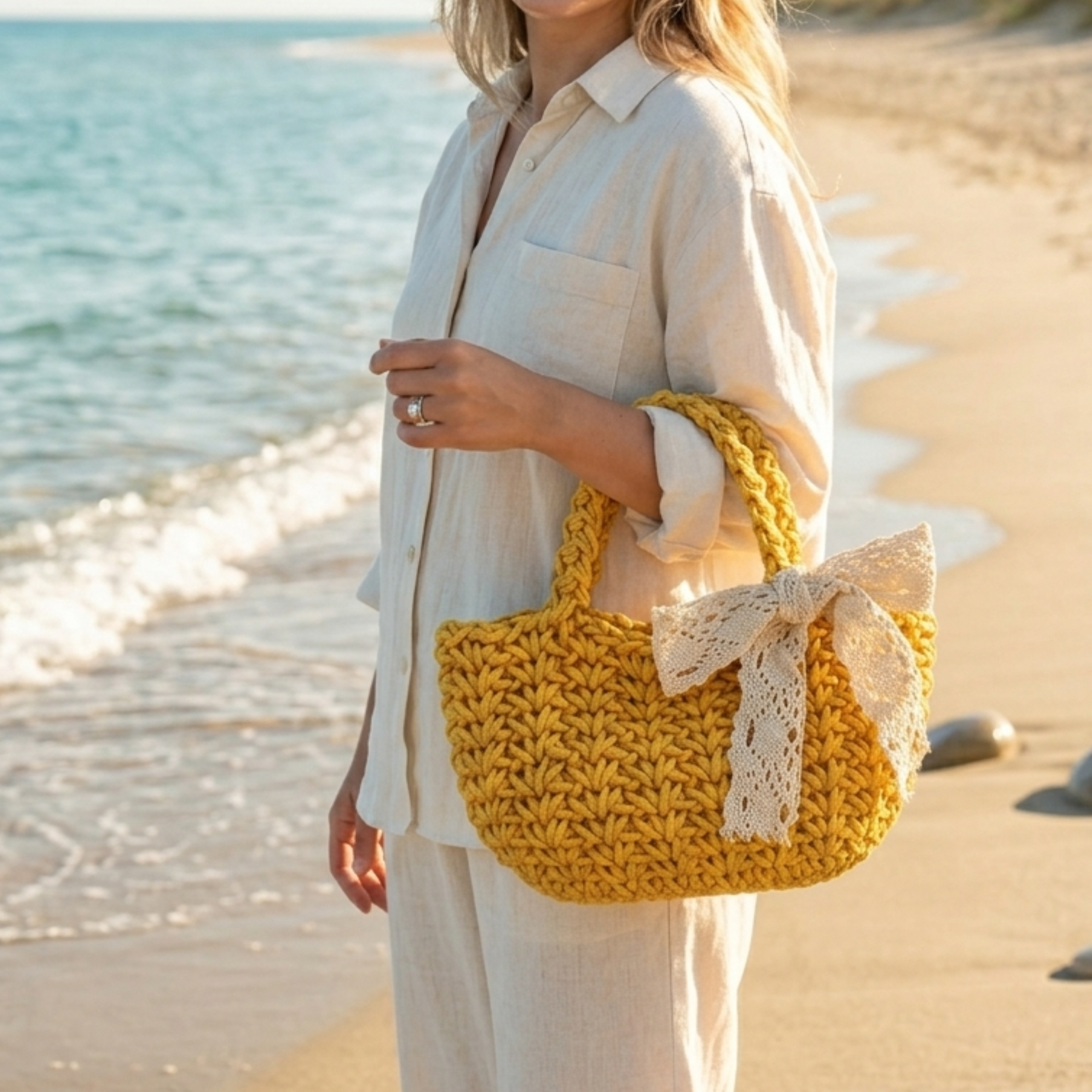 Minimalist Soft Weave Tote Handbag - Sustainable Bag