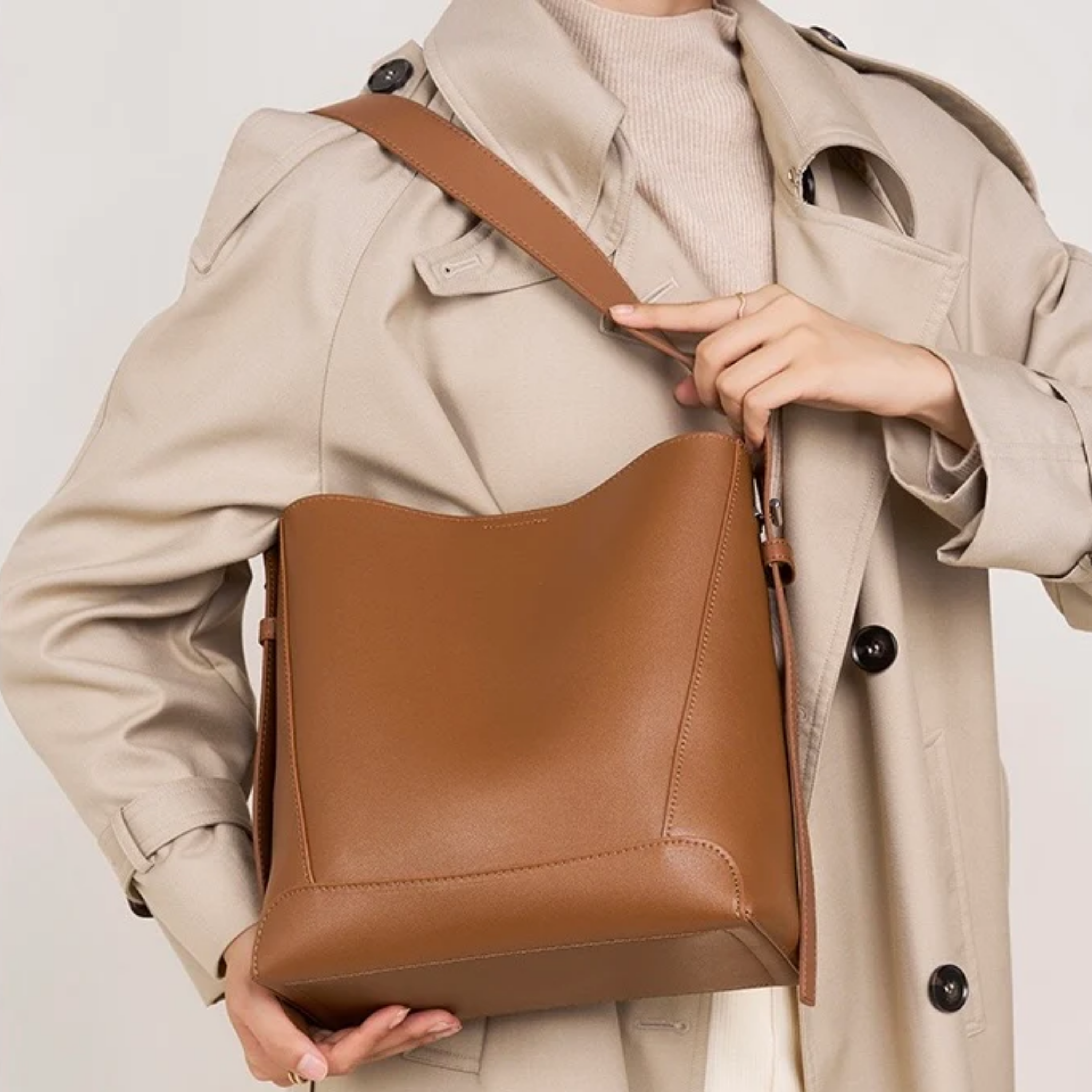 Ardena Echtleder Crossbody- und Schultertasche im Oversized Bucket-Design