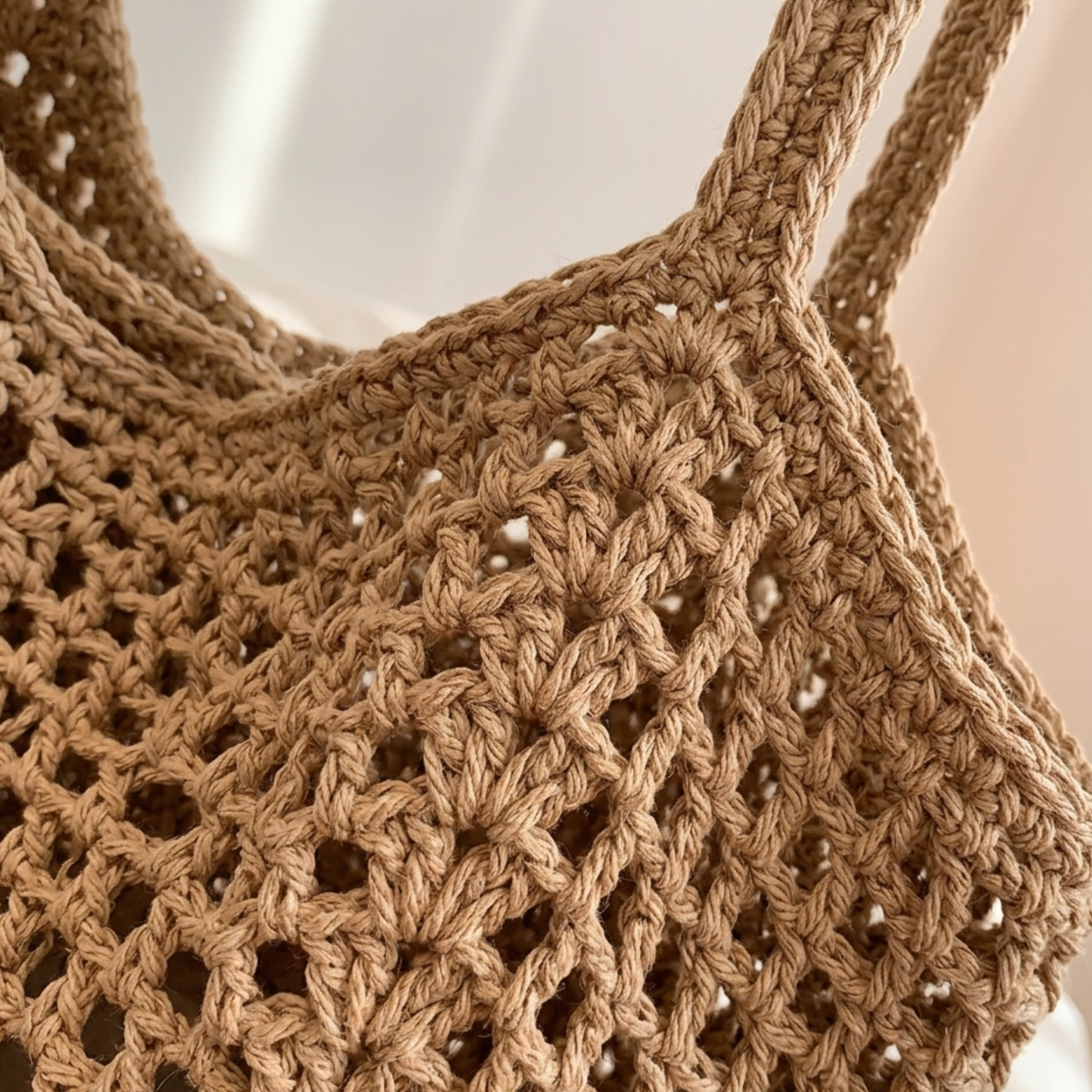 Retro handgestrickte, hohl gewebte Schultertasche – nachhaltige Tasche