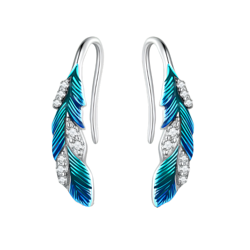 Blaue Feder Eleganz Ohrringe