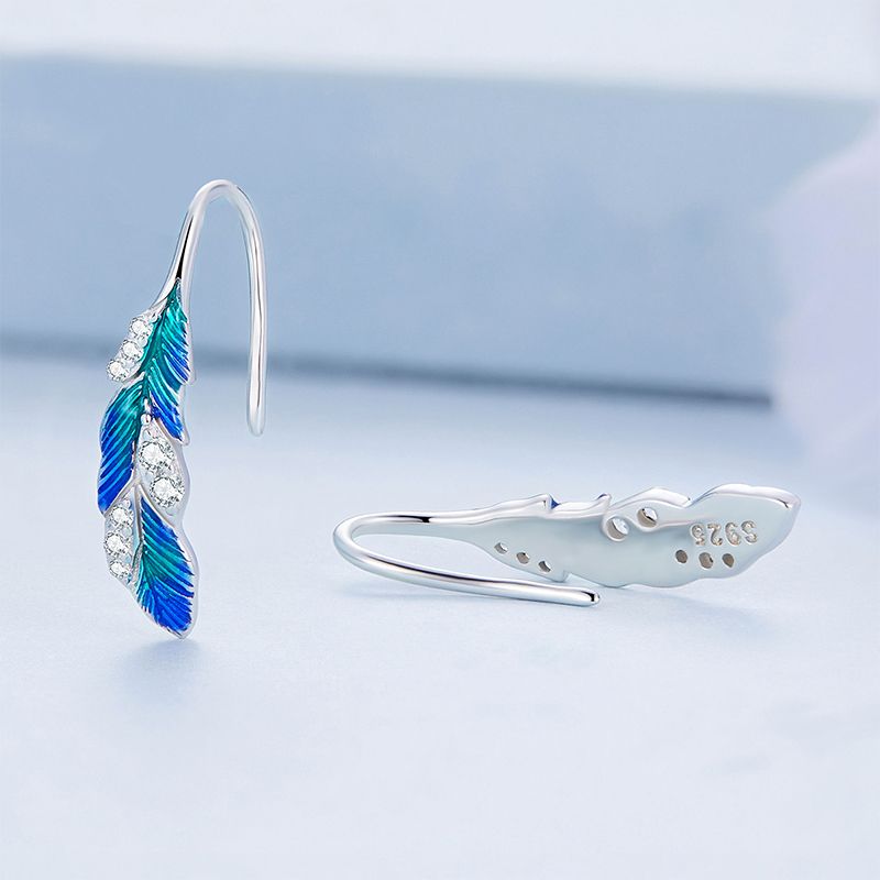 Blaue Feder Eleganz Ohrringe