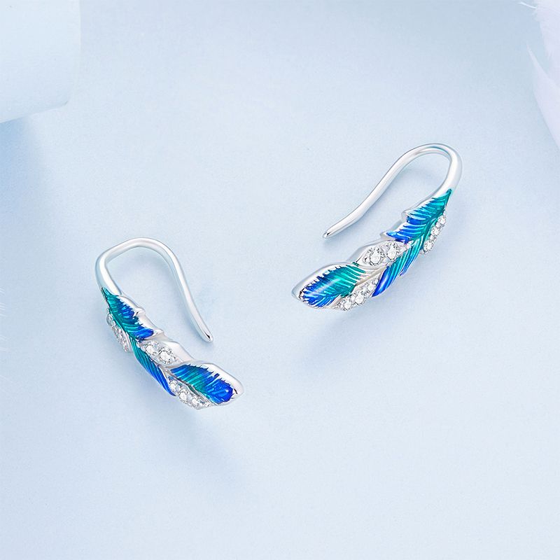 Blaue Feder Eleganz Ohrringe