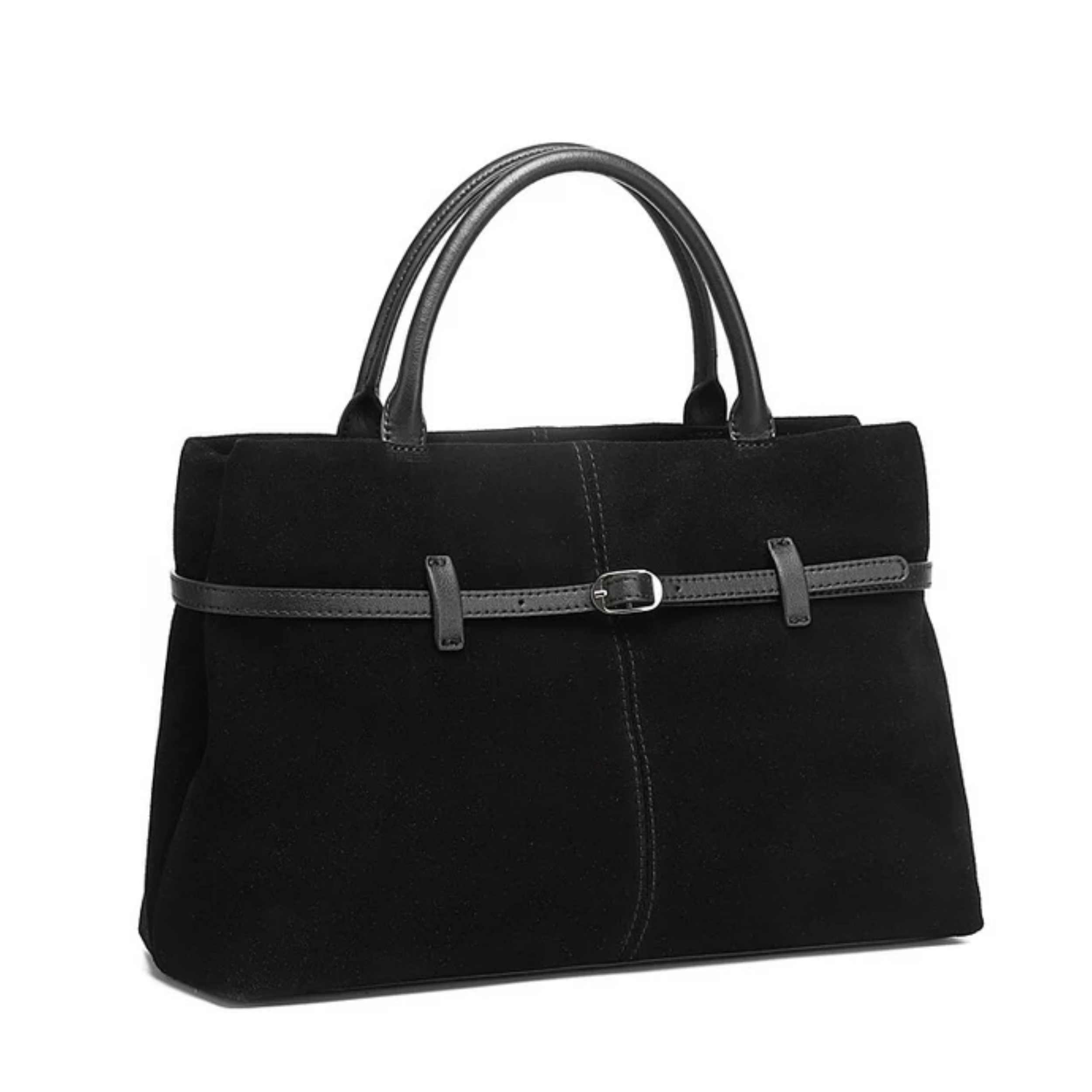 Elyra Suede Structured Genuine Leather Tote Bag