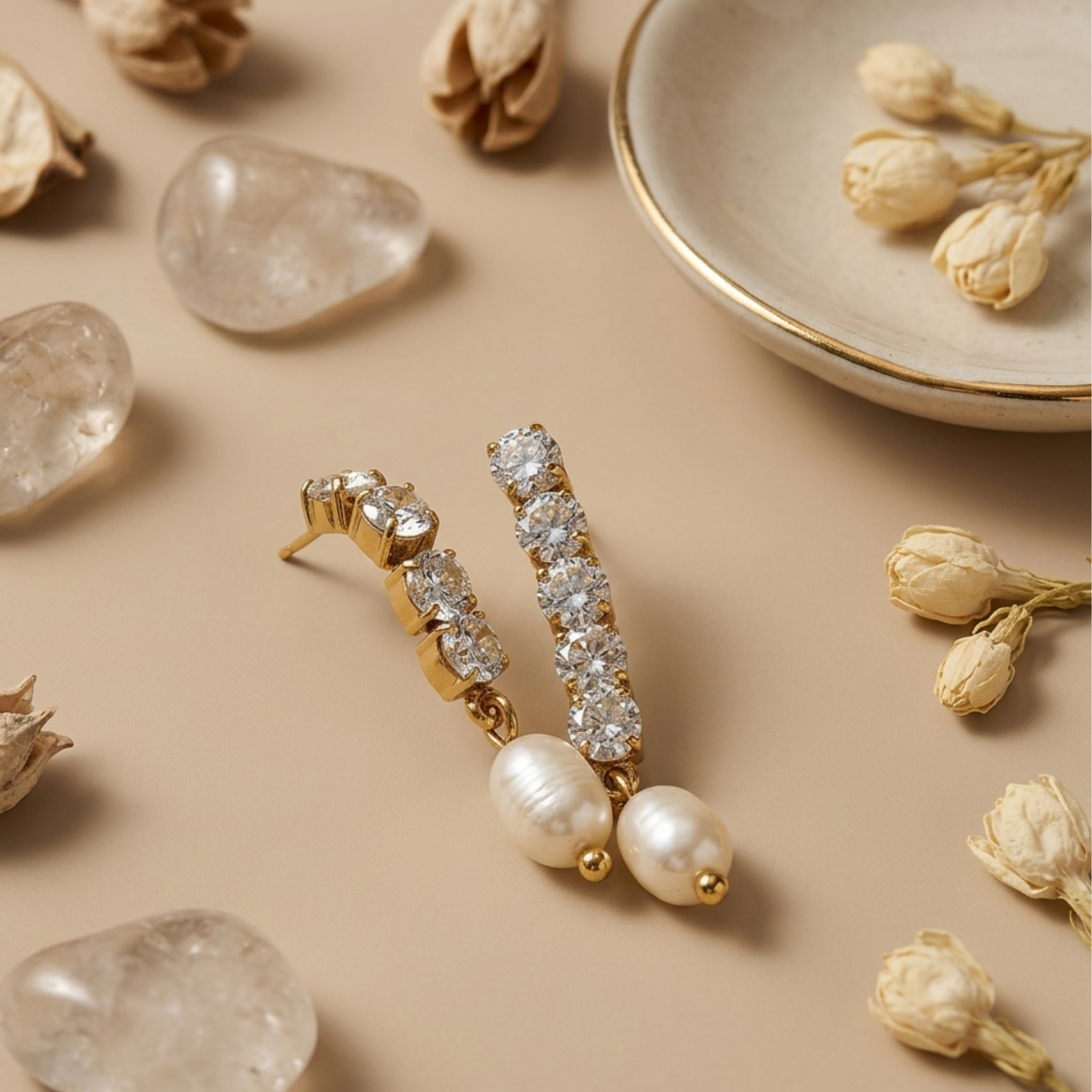 Daphne Perlen-Tropfen Diamant Eleganz Ohrringe