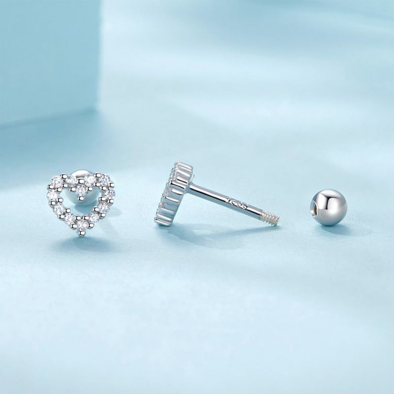 Radiant Love Sterling Silver Heart Earrings