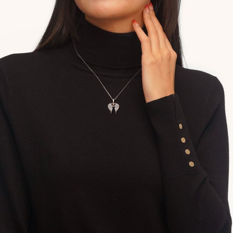 Heavenly Embrace 18k Rose Gold Angel Wings Necklace