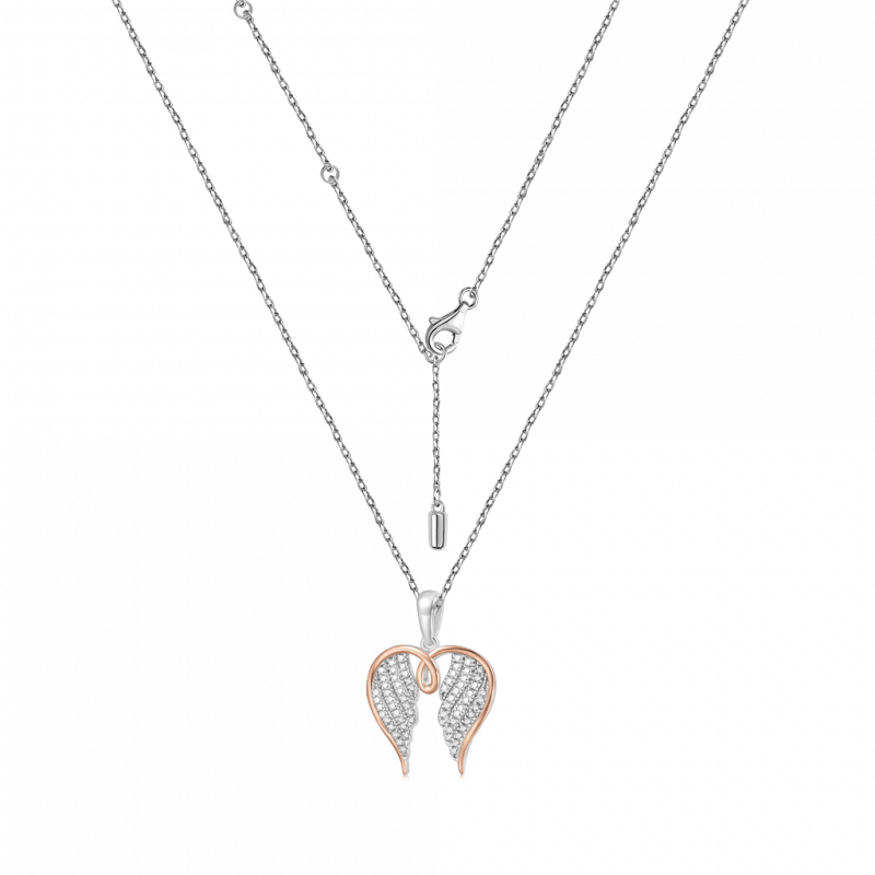 Heavenly Embrace 18k Rose Gold Angel Wings Necklace