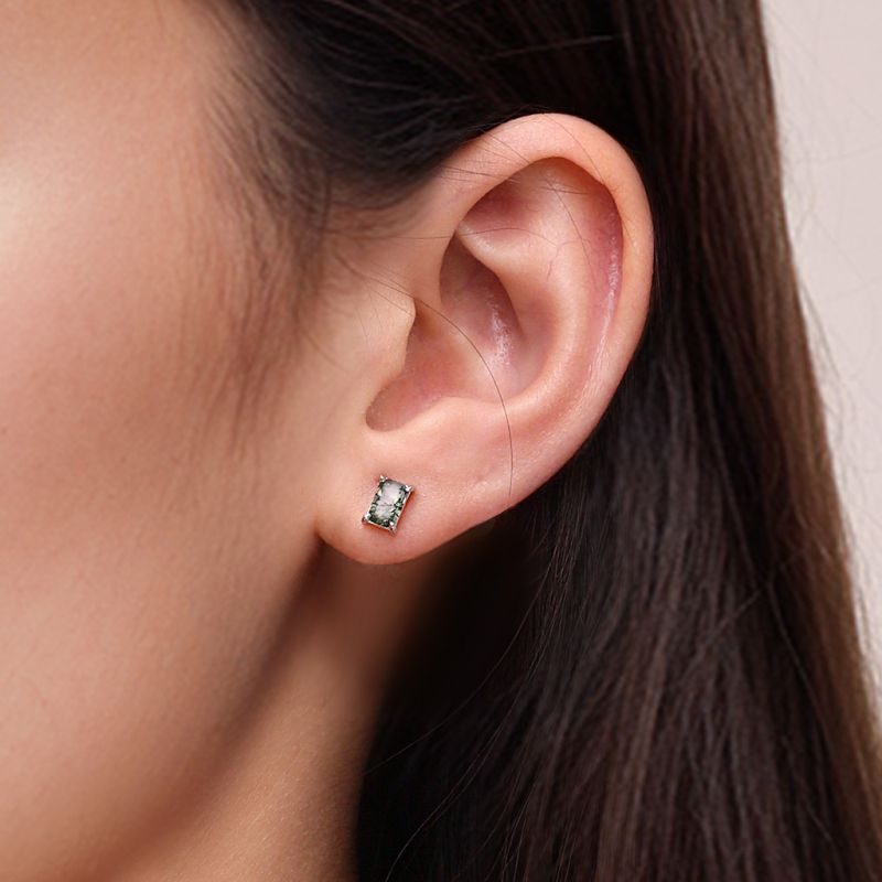 Serenity Green Moss Agate Stud Ohrringe