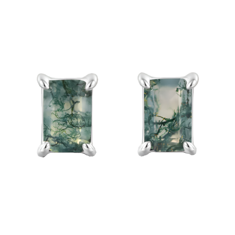 Serenity Green Moss Agate Stud Ohrringe