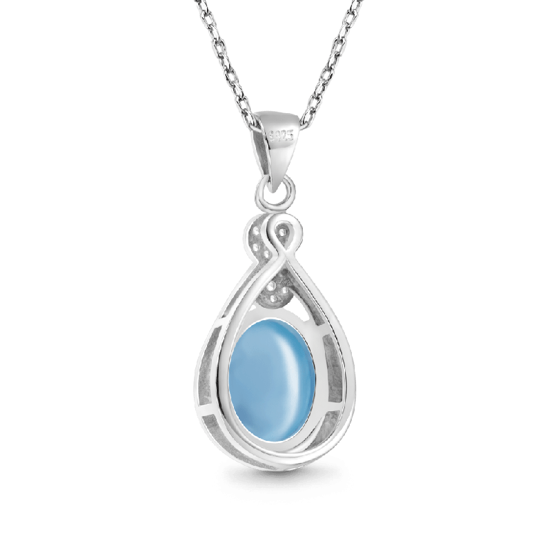 Ocean's Embrace Natural Aquamarine Pendant Necklace