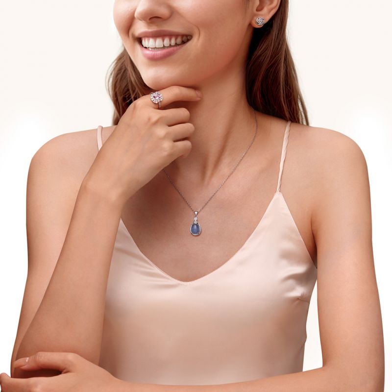 Ocean's Embrace Natural Aquamarine Pendant Necklace