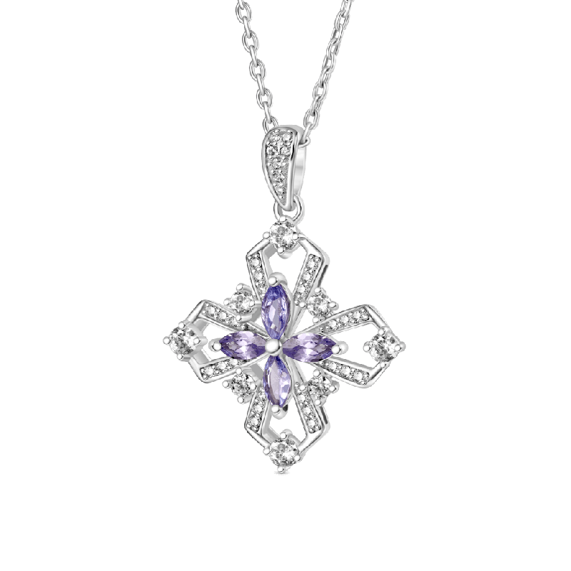 Enchanted Blossom Tanzanite Flower Necklace