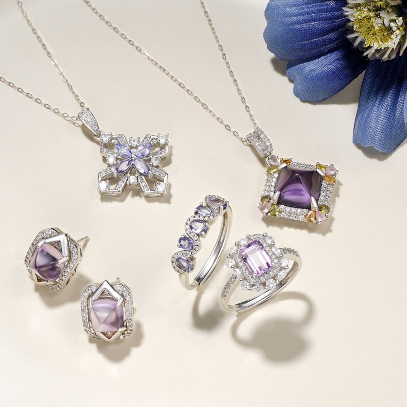 Enchanted Blossom Tanzanite Flower Necklace