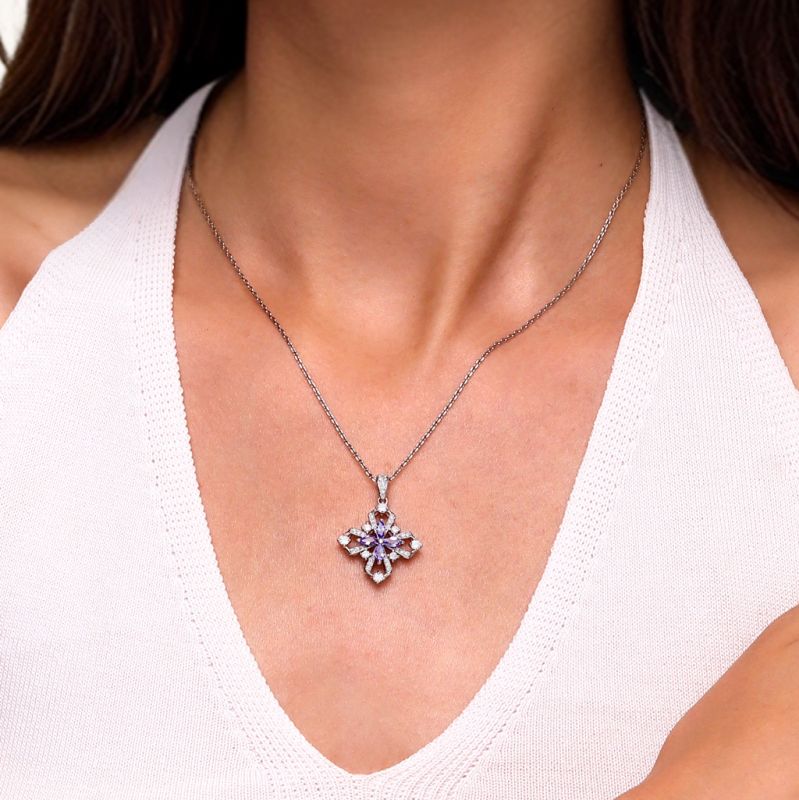 Enchanted Blossom Tanzanite Flower Necklace