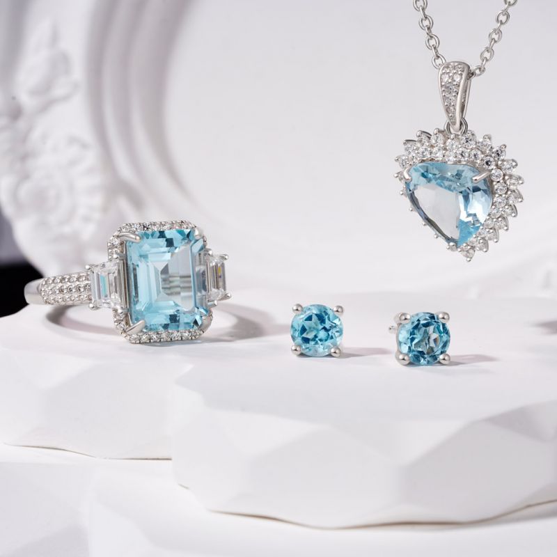 Ewiges Blaues Herz 925 Sterling Silber Halskette