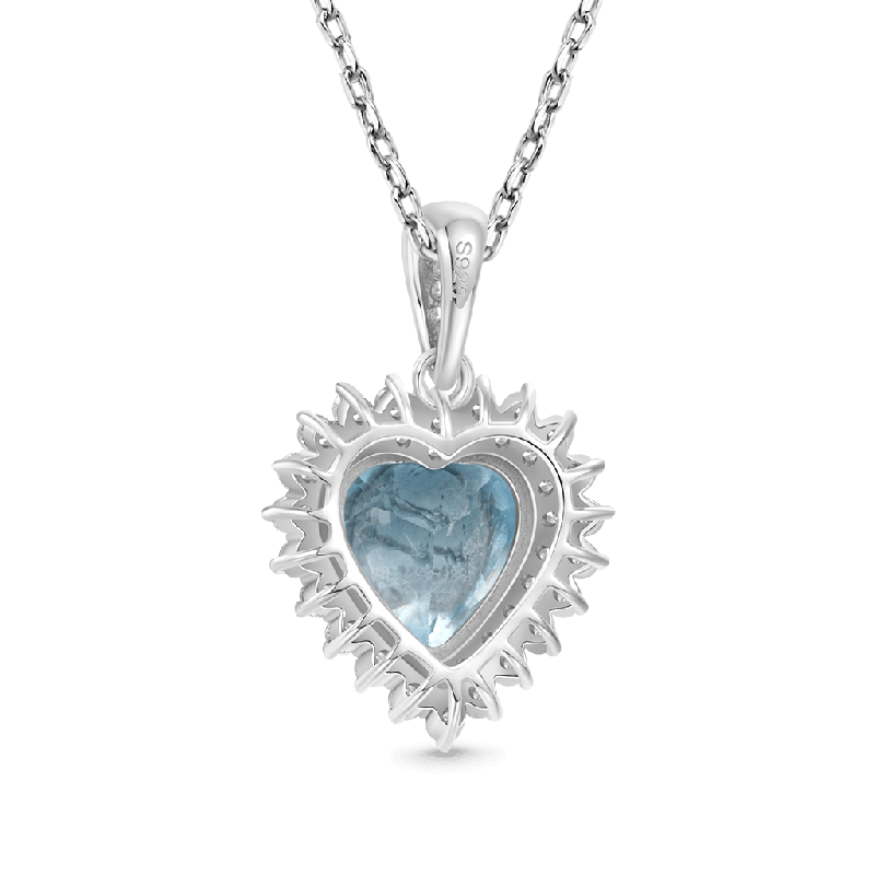 Ewiges Blaues Herz 925 Sterling Silber Halskette