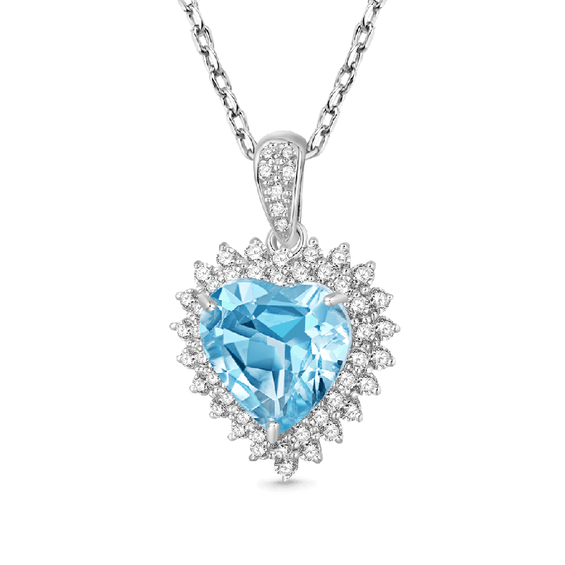 Ewiges Blaues Herz 925 Sterling Silber Halskette
