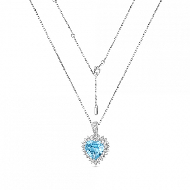 Ewiges Blaues Herz 925 Sterling Silber Halskette
