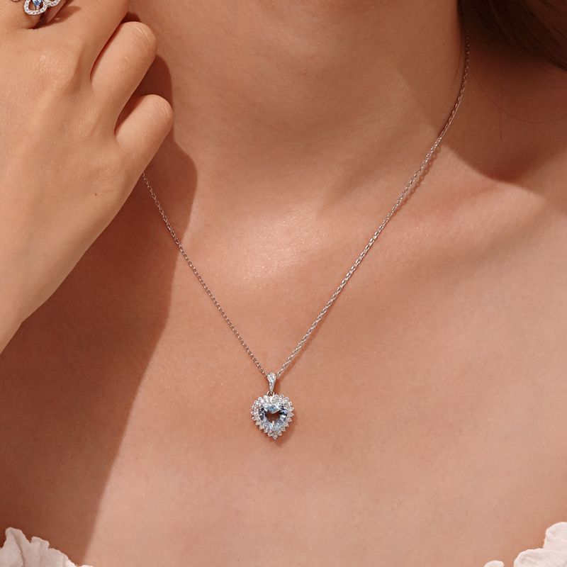 Ewiges Blaues Herz 925 Sterling Silber Halskette