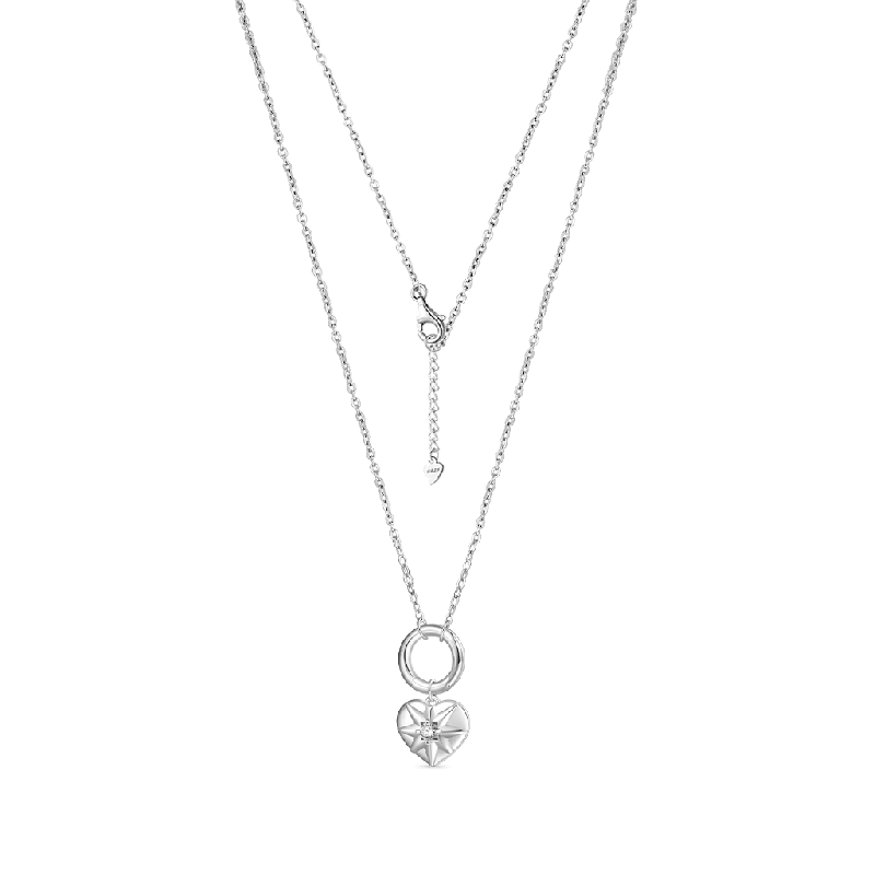 Sterling Silver Circle Clasp Heart Necklace