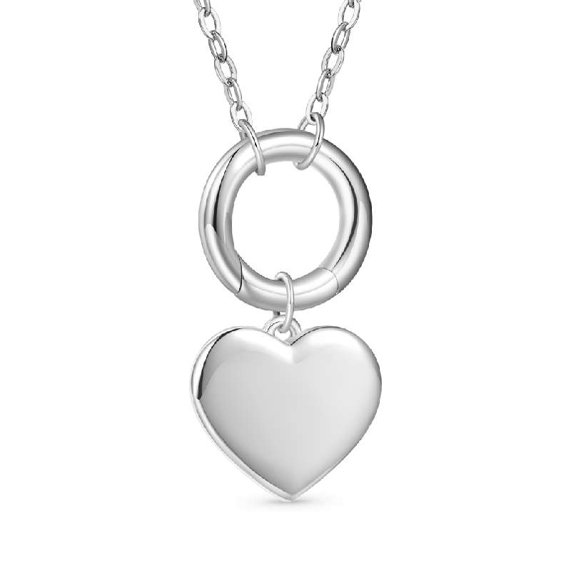 Sterling Silver Circle Clasp Heart Necklace
