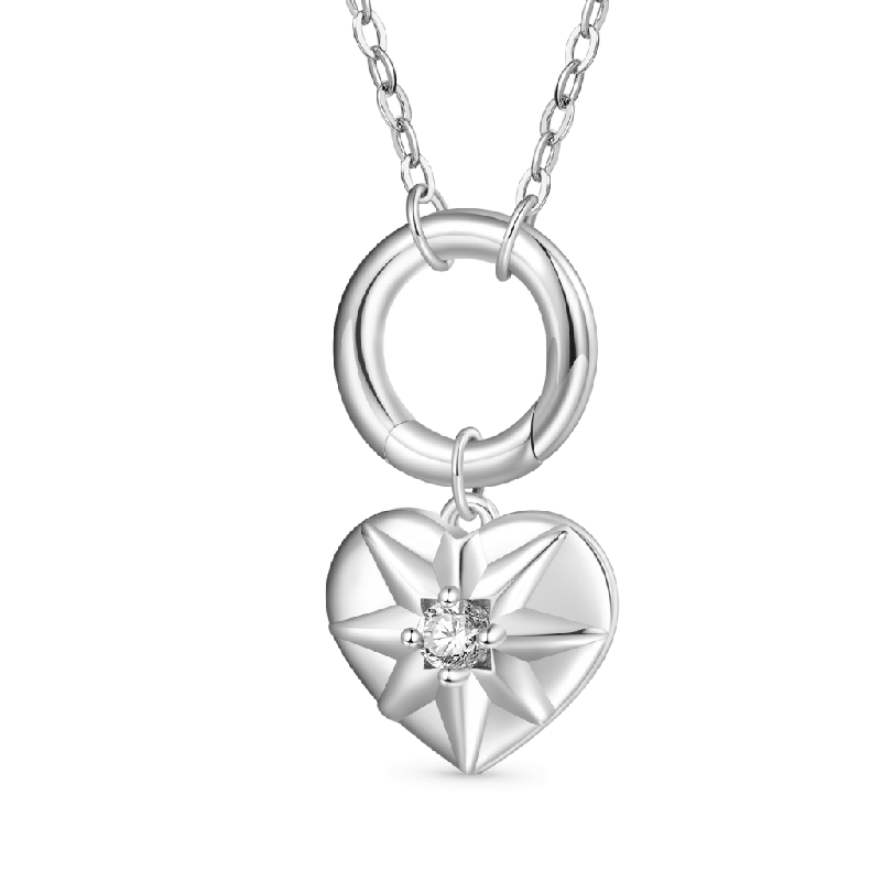 Sterling Silver Circle Clasp Heart Necklace