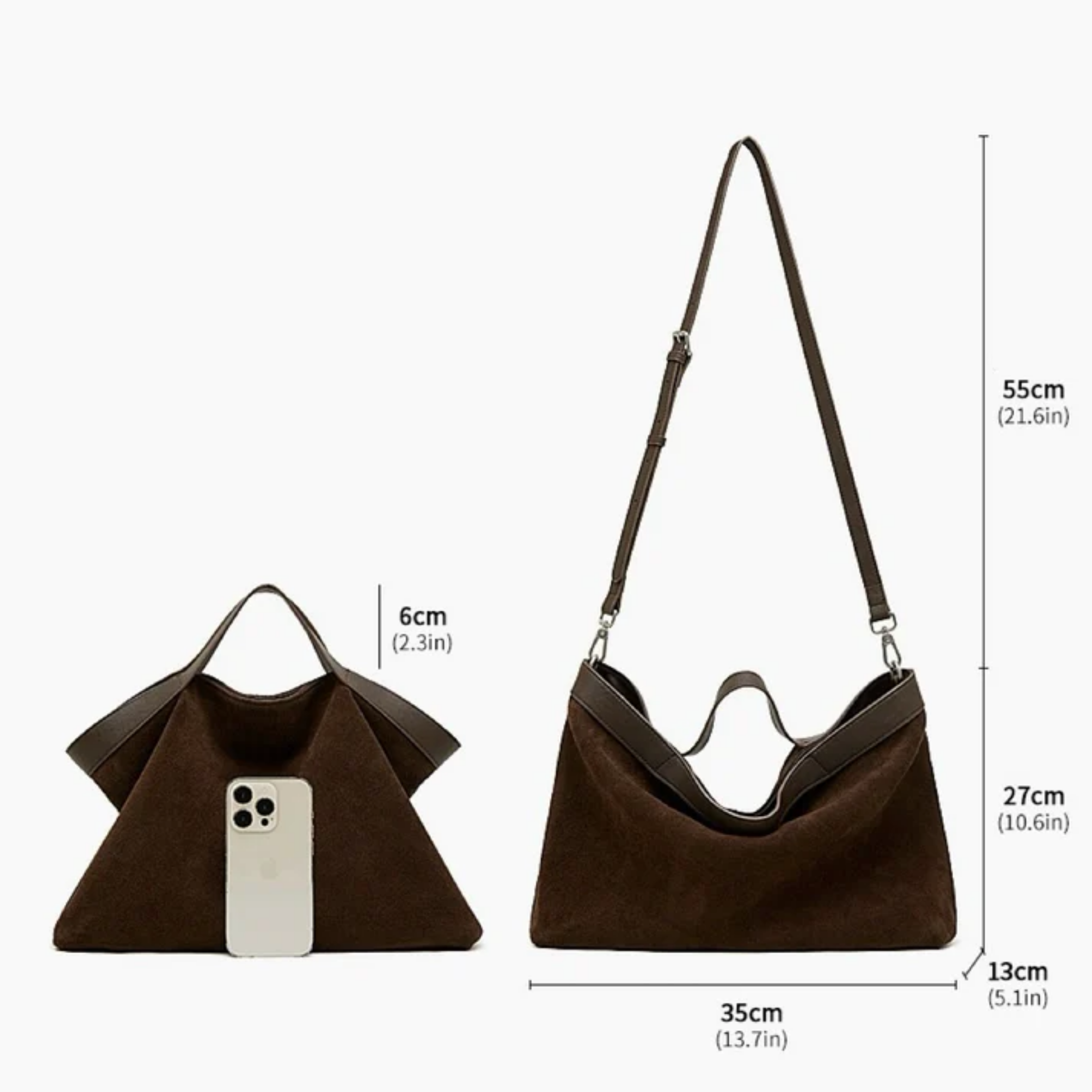 Bellanova Wildleder- und Echtleder Klassische Strukturierte Schultertasche