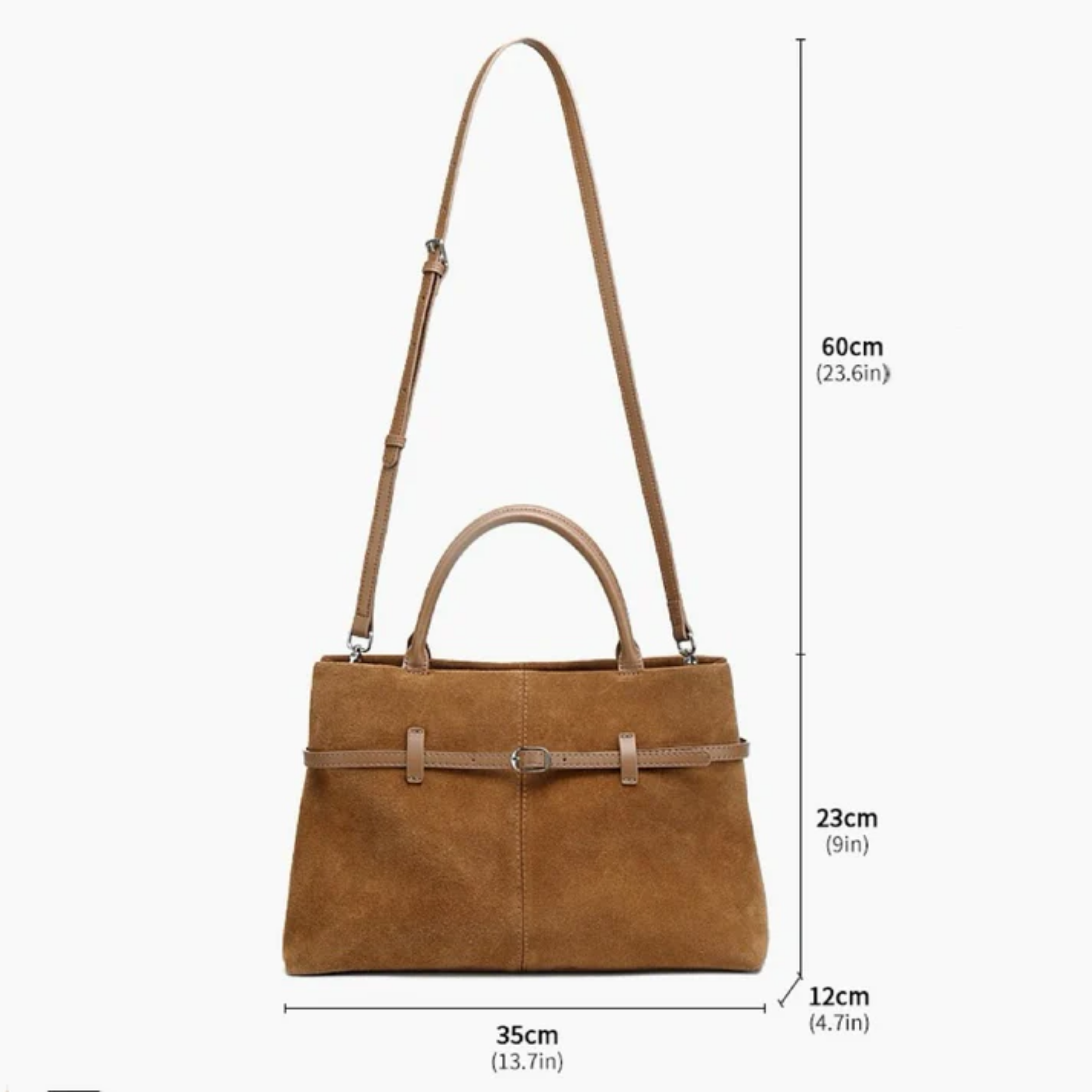 Elyra Suede Structured Genuine Leather Tote Bag