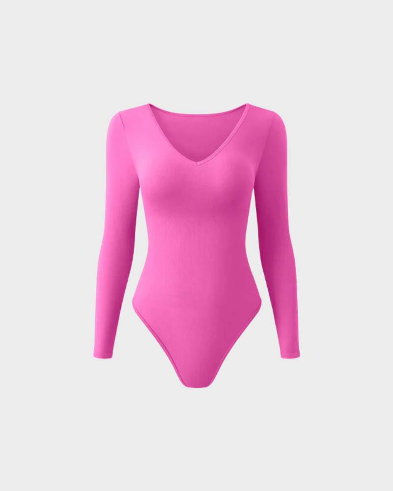 V-Ausschnitt Langarm-Bodysuit