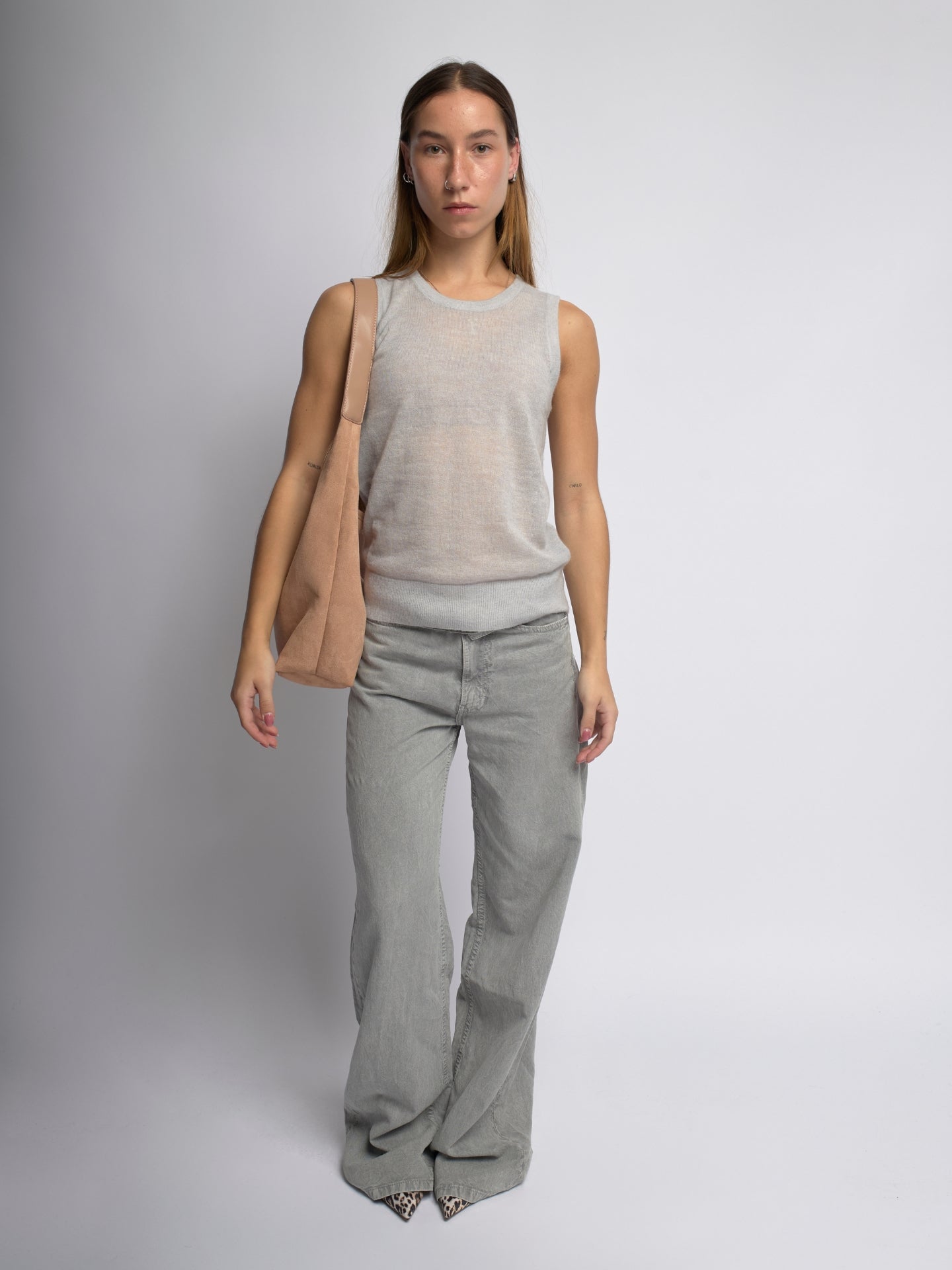 Elegante vegane Leder-Halbmond-Tasche