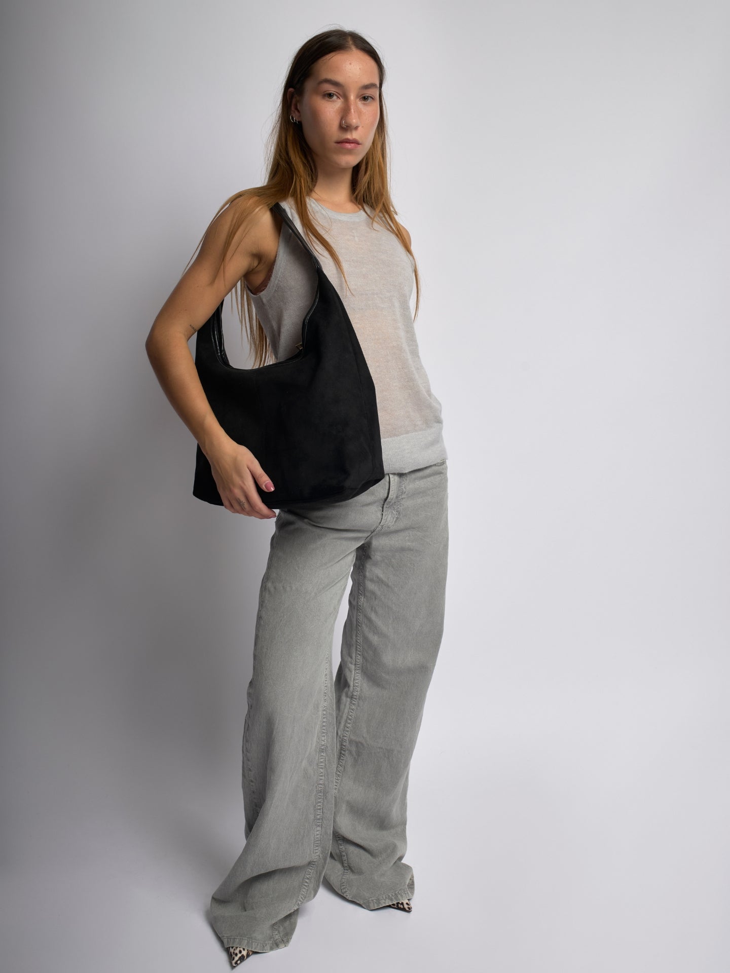 Elegante vegane Leder-Halbmond-Tasche