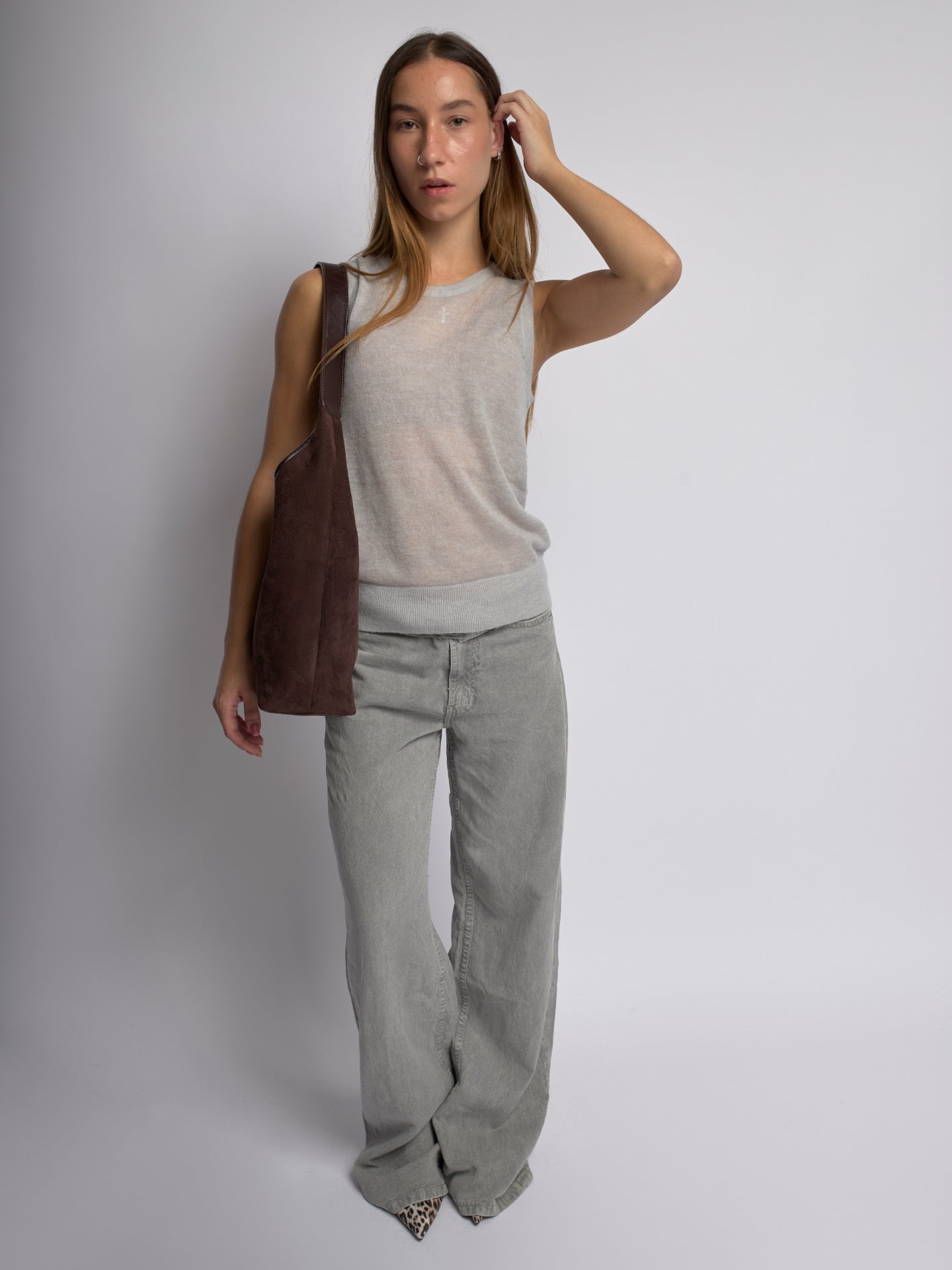 Elegante vegane Leder-Halbmond-Tasche