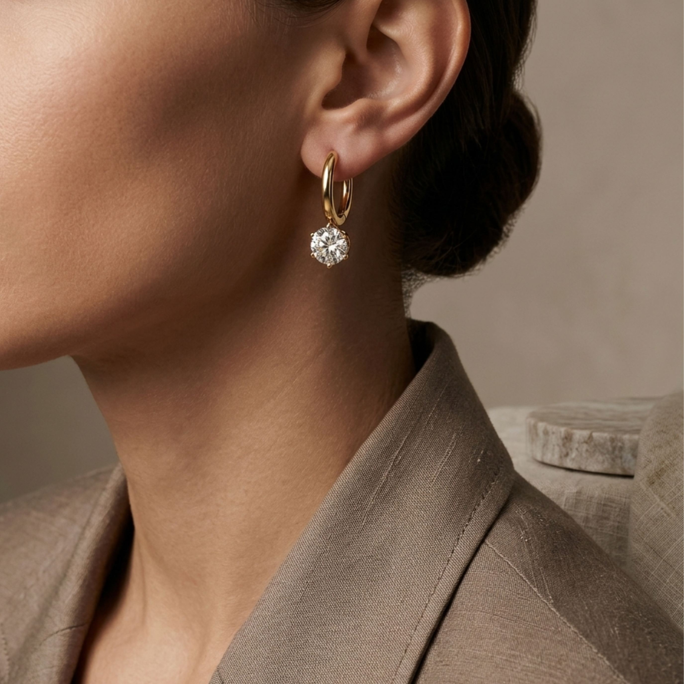 Hovira Glow Solitaire Hoop Earrings