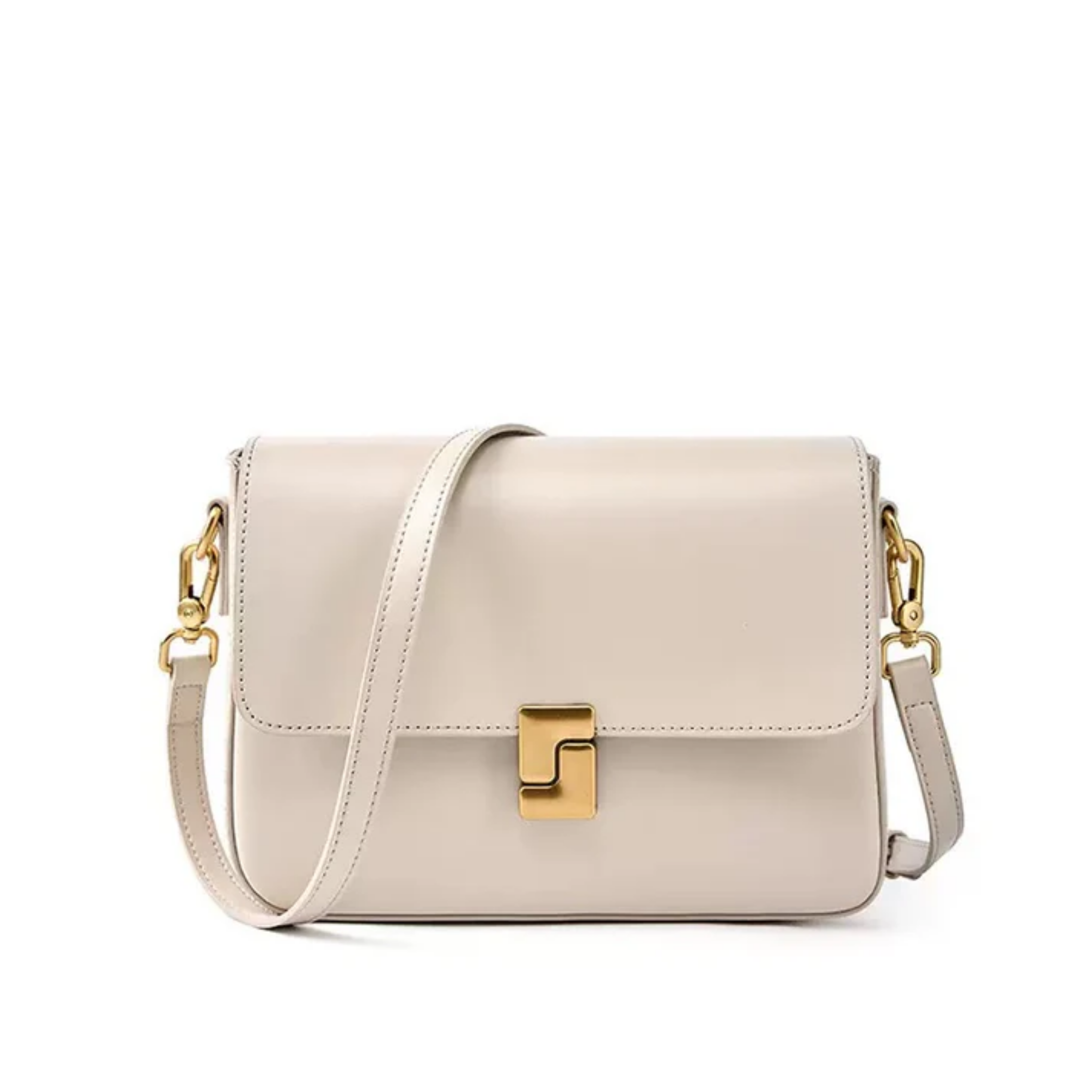 Violethé Schultertasche aus echtem Leder im Box-Design