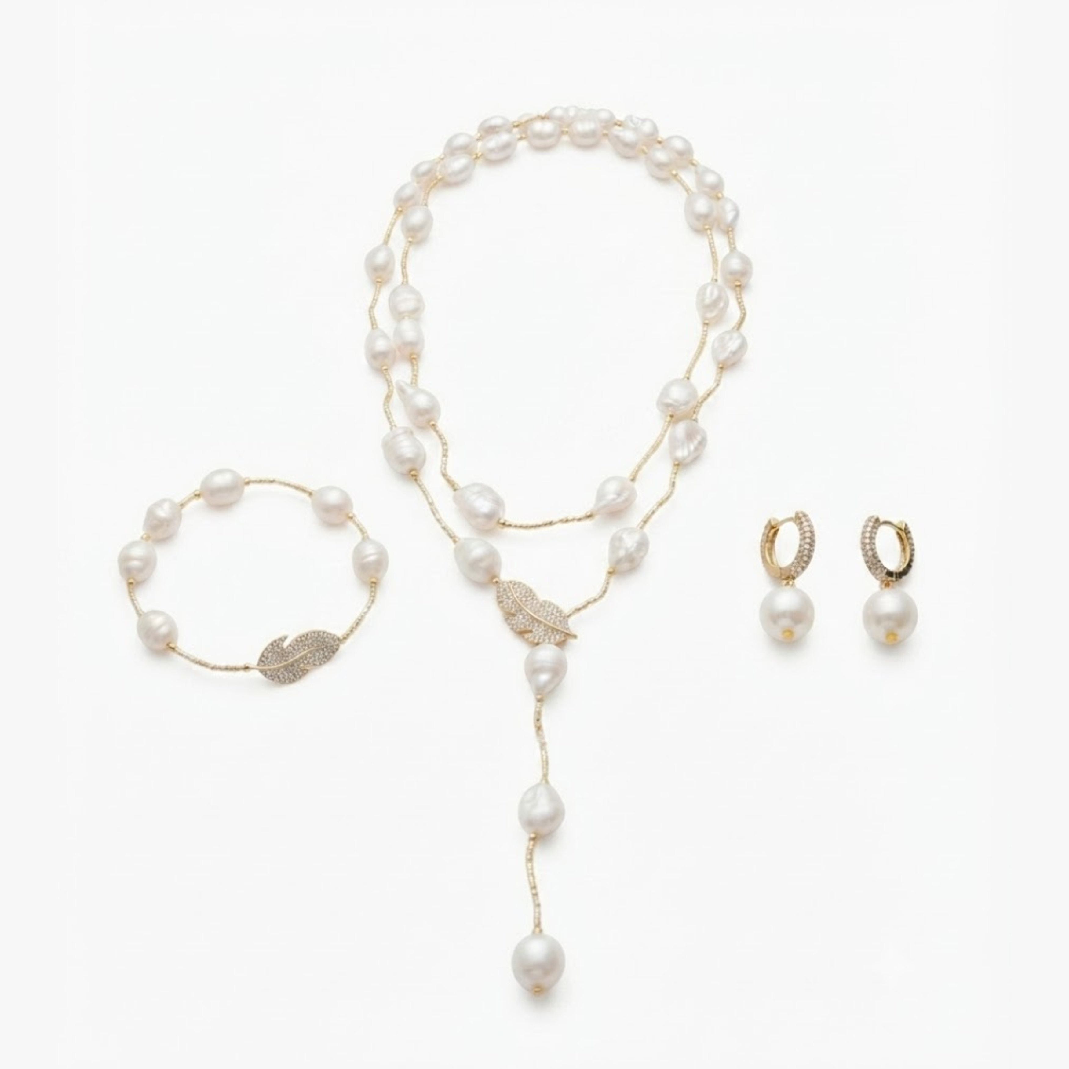 Arabelle White Edison Keshi Pearl Jewelry Set