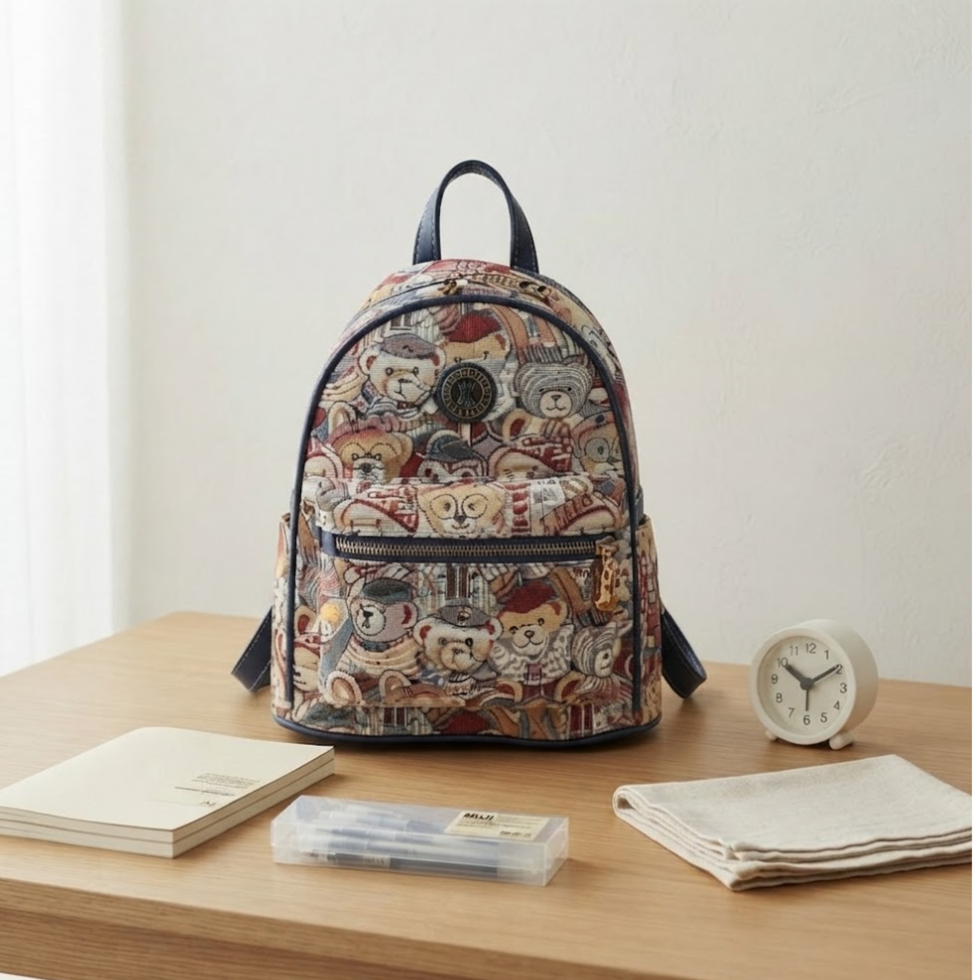 Sophie Azure Bear Casual Canvas Backpack