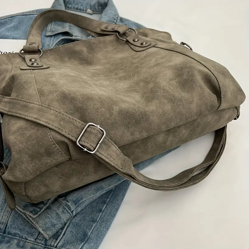 Velvet Voyage Vintage Vegan Wildleder-Optik Crossbody Tote