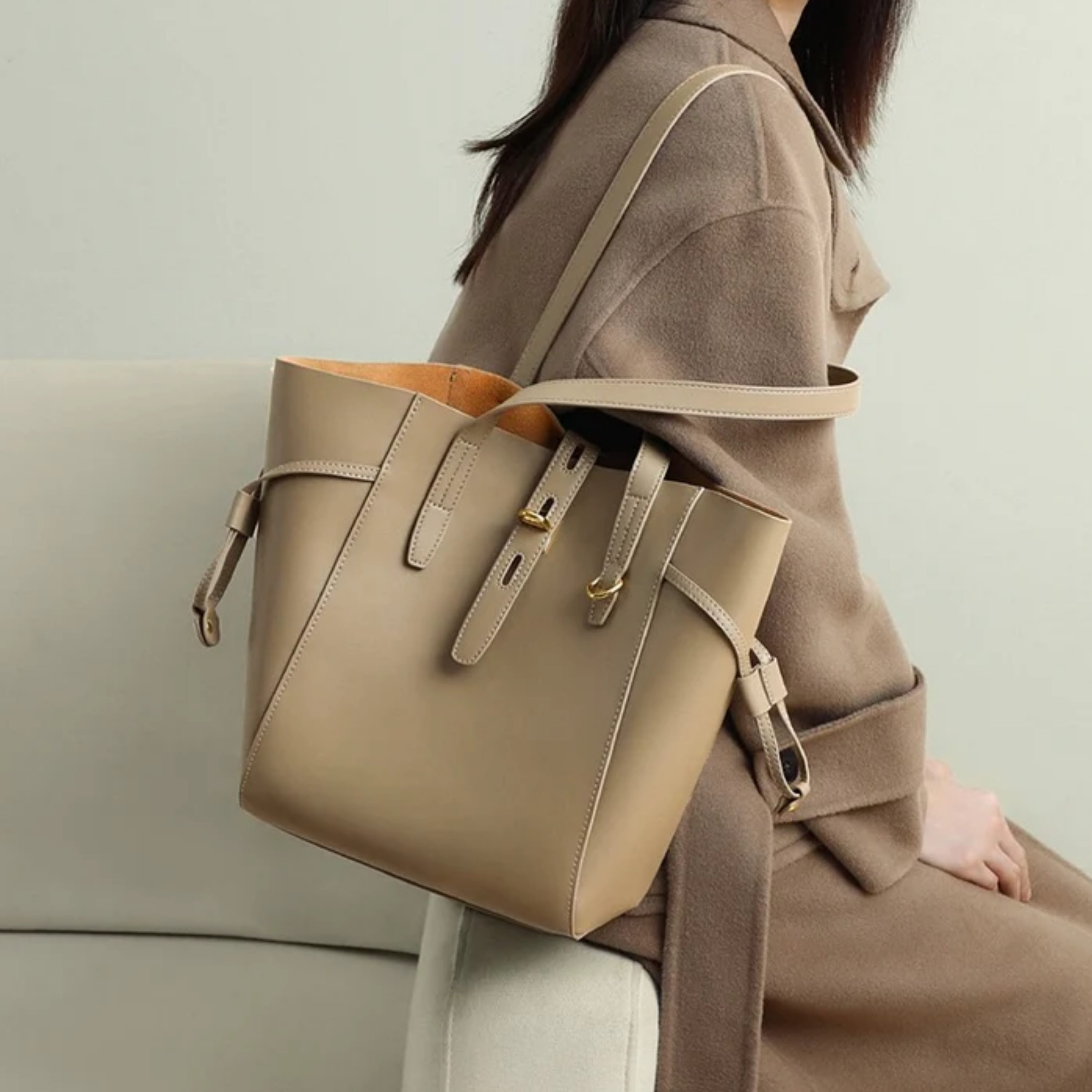 Alina Echtleder Vintage-Tasche mit Schnappverschluss