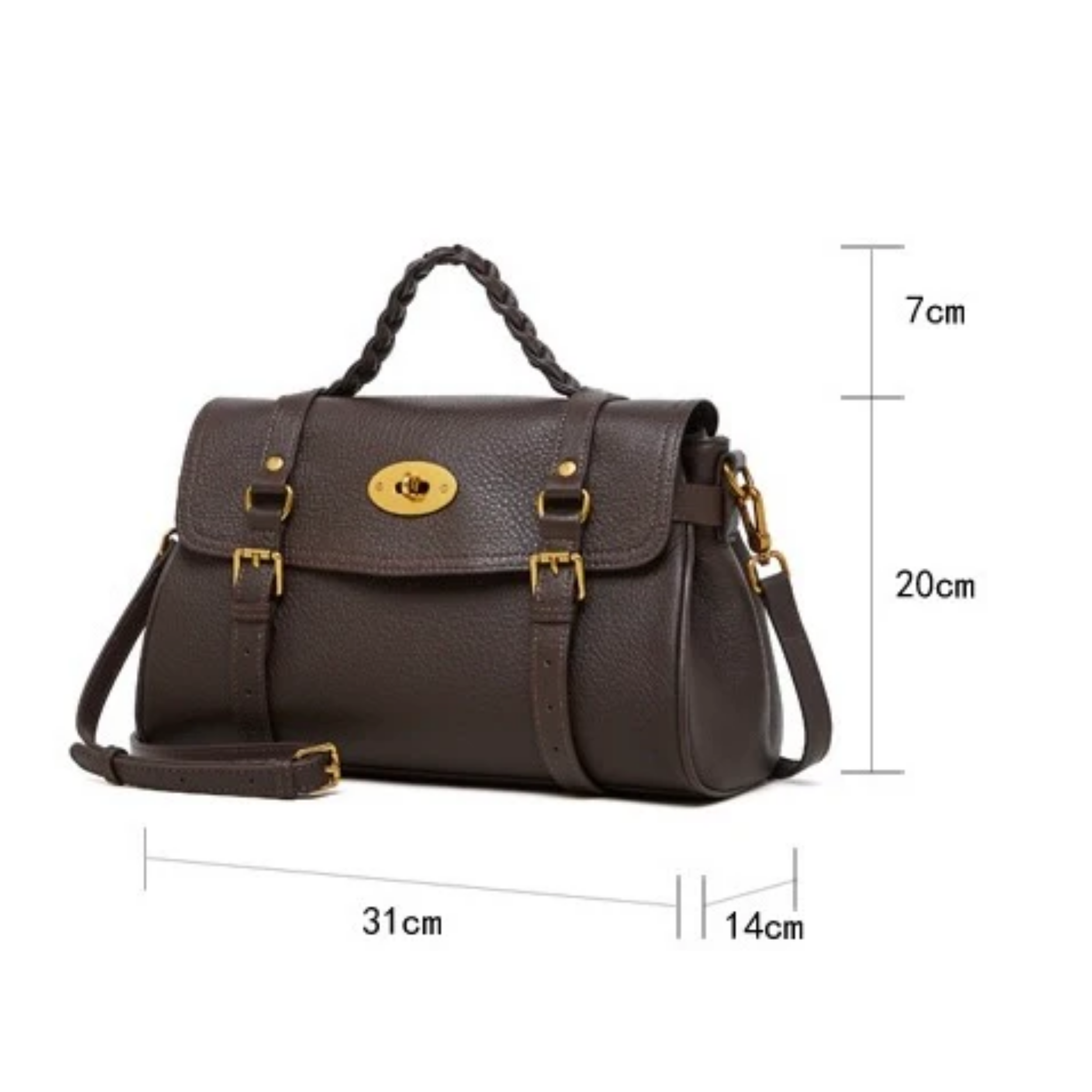 Solévia Geniune Leather Satchel with Braided Handle