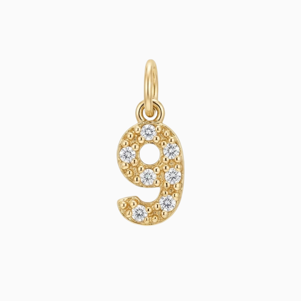 Charms - Jeweled Number 9 Pendant