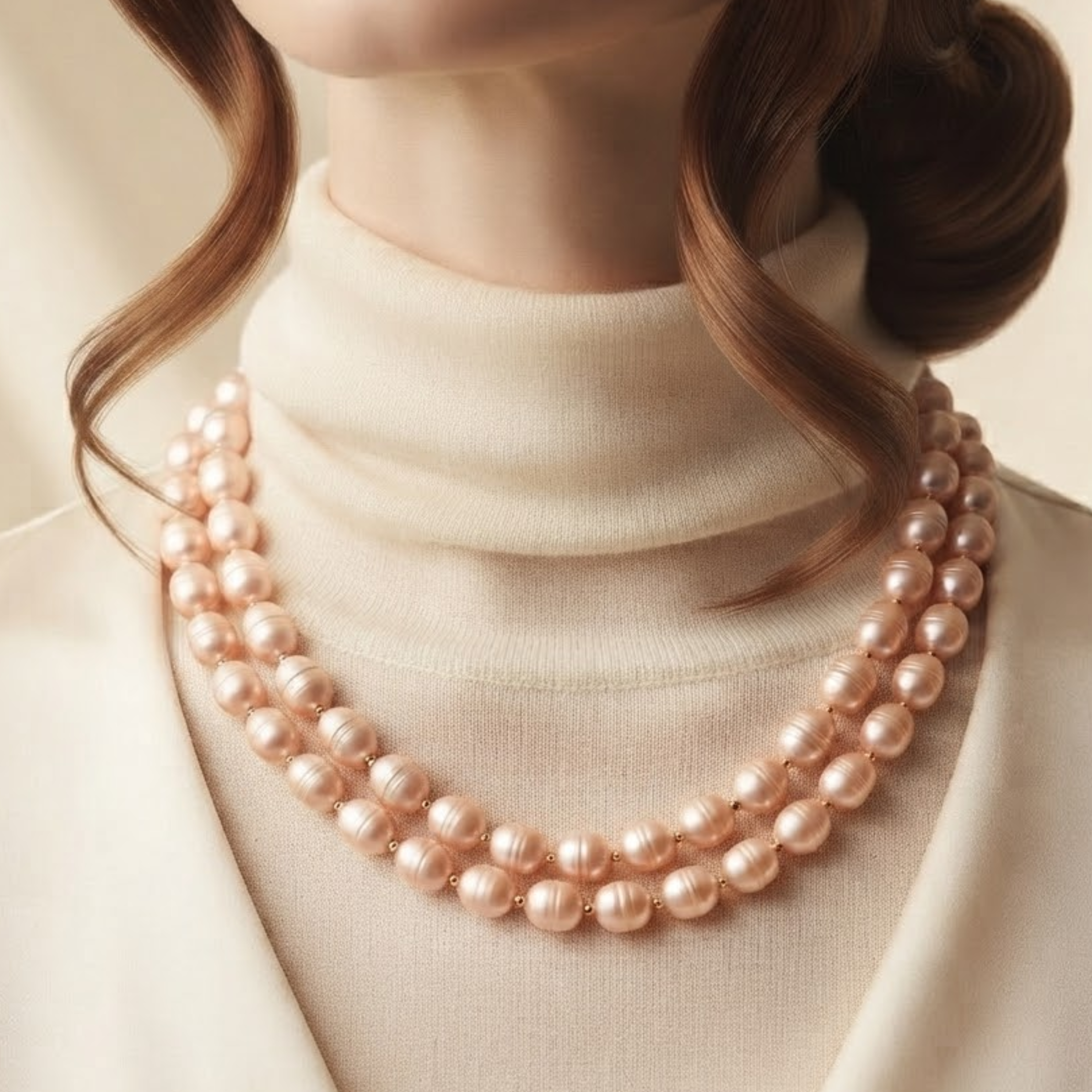 Rosélia Natürliche Gold-Pink Südsee-Perlenkette