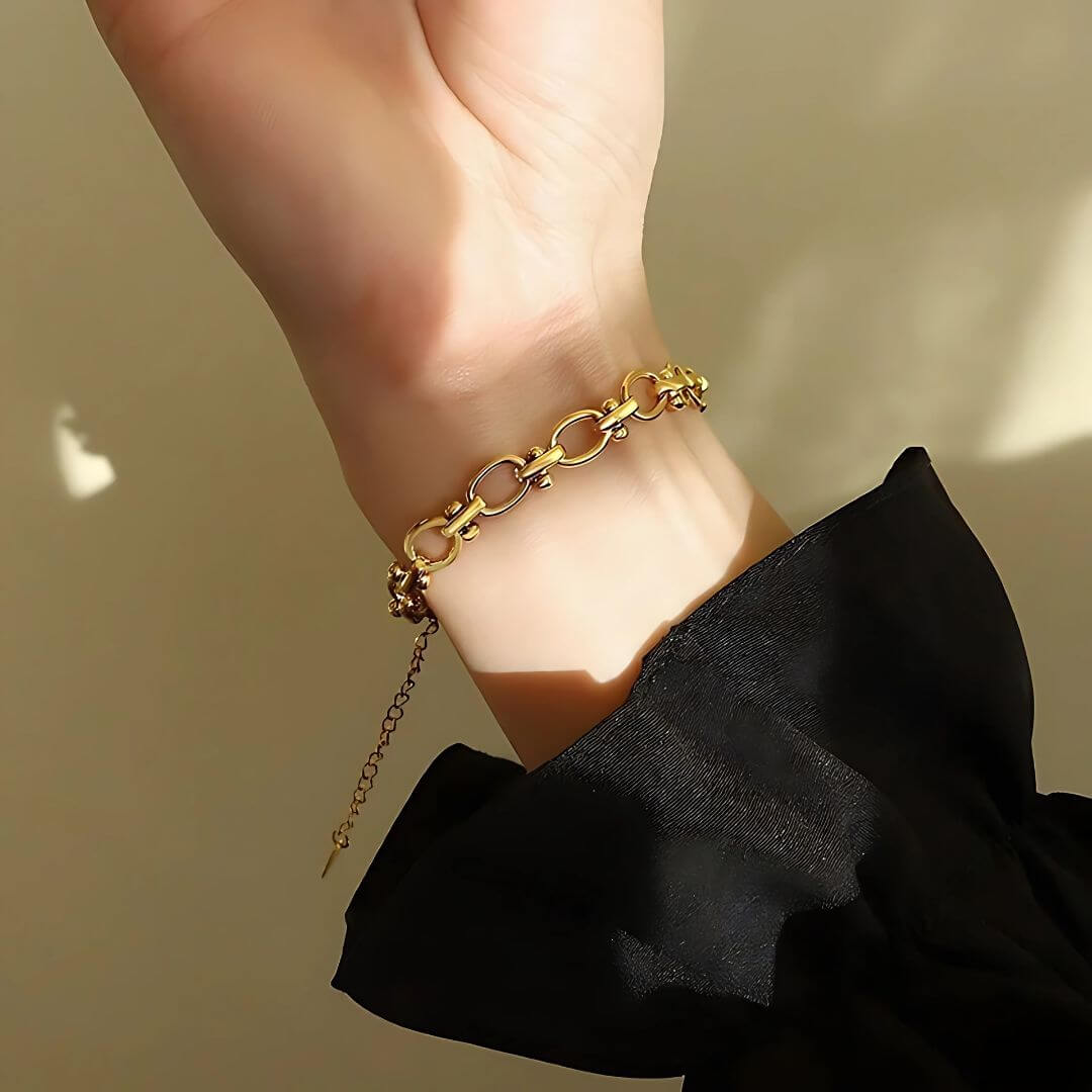 18K vergoldetes ovales Gliederarmband – Kühler & eleganter Ketten Schmuck